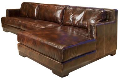 Element Home Furnishing Dav-sec-lafl-rafc-sadd-1 Davis Top Grain Leather Sectional (left Arm Facing Loveseat, Right Arm Facing Chaise) In Saddle