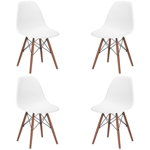 EdgeMod EM-105-WAL-WHI-X4 Vortex Side Chair Walnut Legs in White (Set of 4)