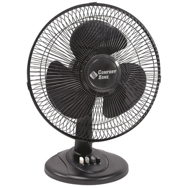 Comfort Zone Cz121bk 12" Oscillating Table Fan (black)