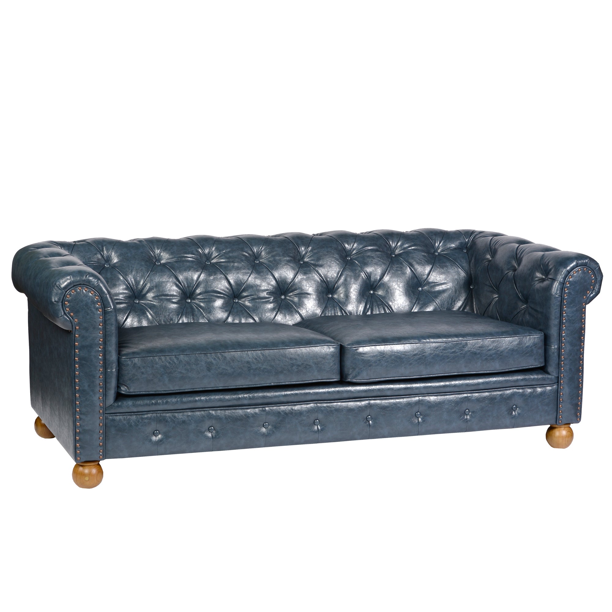Armen Living Lc10603atbl Winston Antique Blue Bonded Leather Sofa