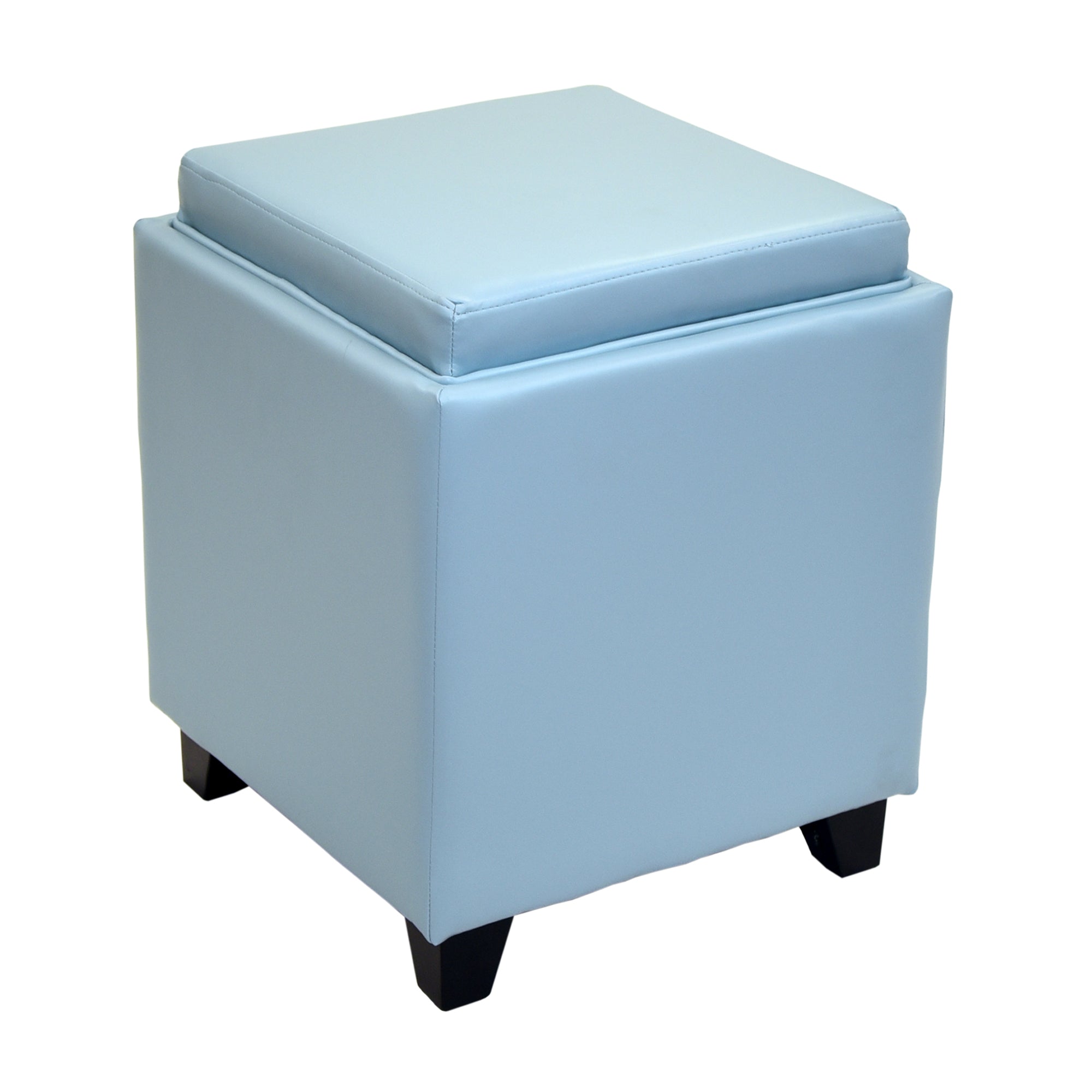 Armen Living Lc530otlesb Rainbow Contemporary Storage Ottoman With Tray In Sky Blue Bonded Leather