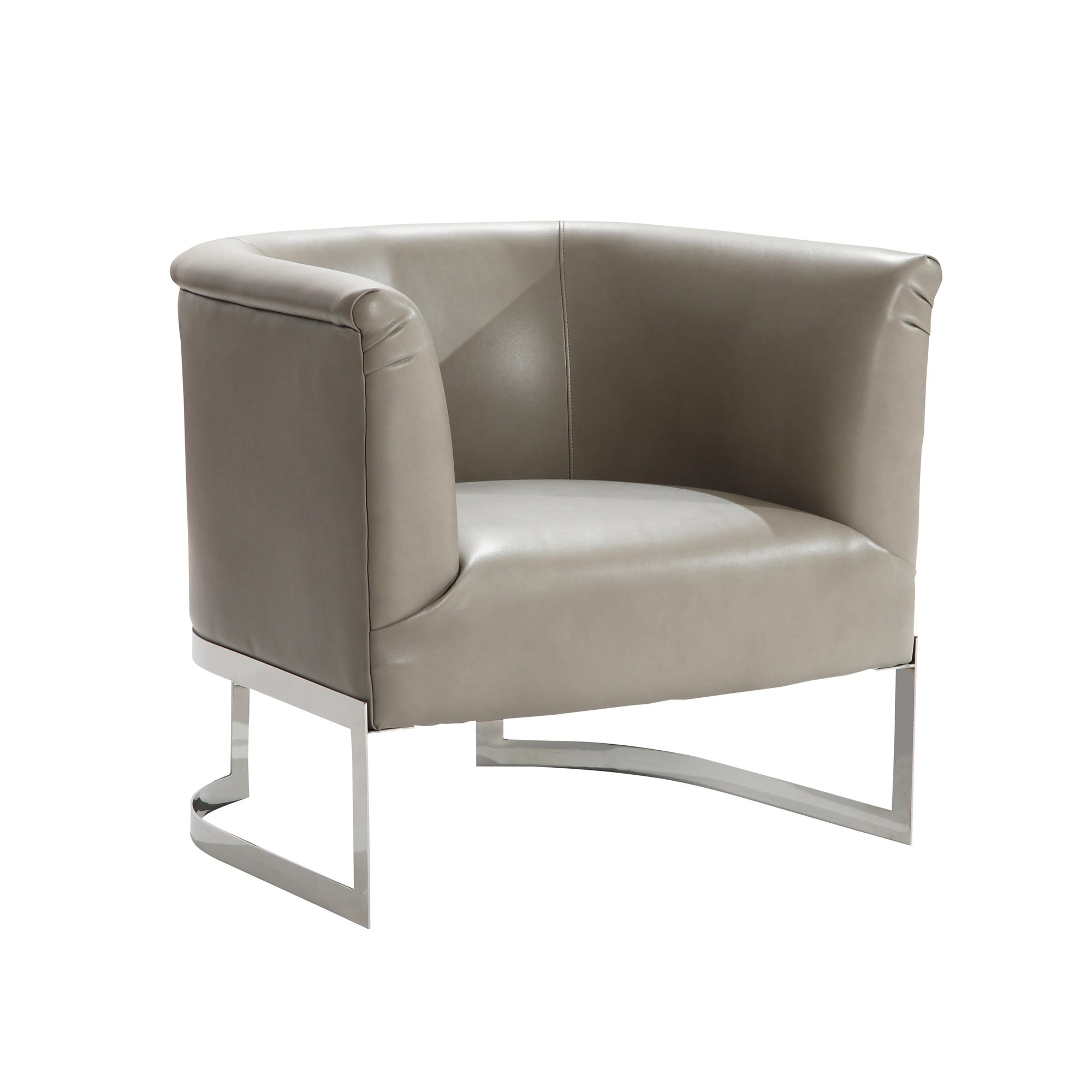 Armen Living Lc560chsm Elite Contemporary Accent Chair In Smoke And Steel Finish