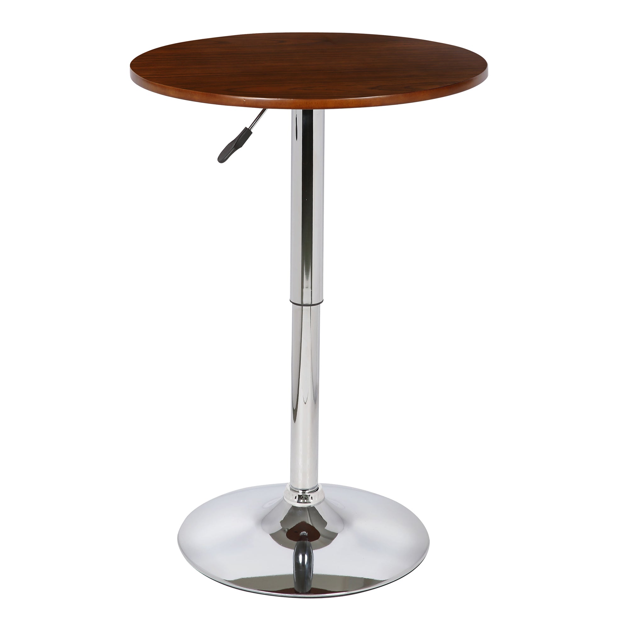 Armen Living Lcbepuwa Bentley Adjustable Pub Table In Walnut Wood And Chrome Finish