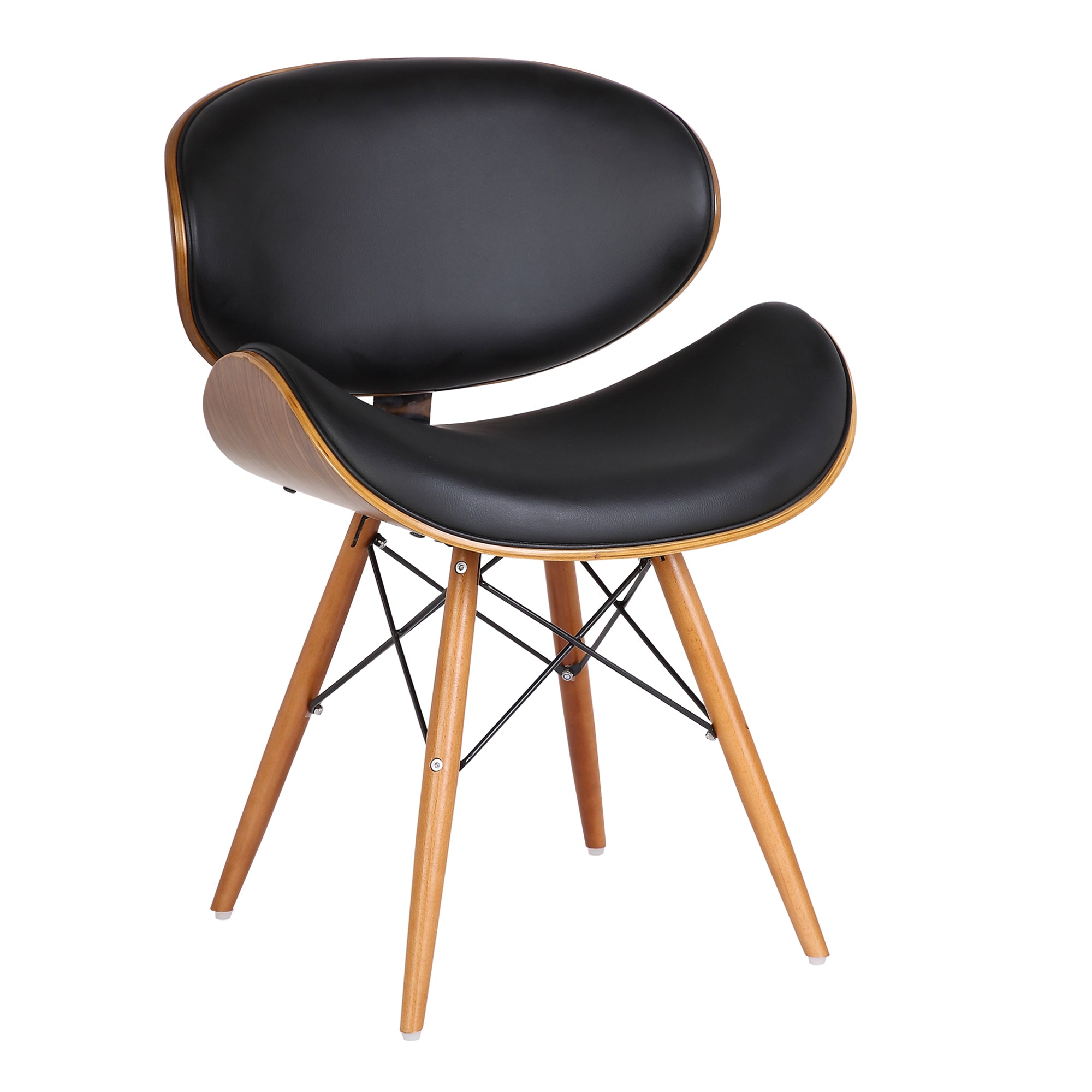 Armen Living Lccasiwabl Cassie Mid-century Dining Chair In Walnut Wood And Black Faux Leather