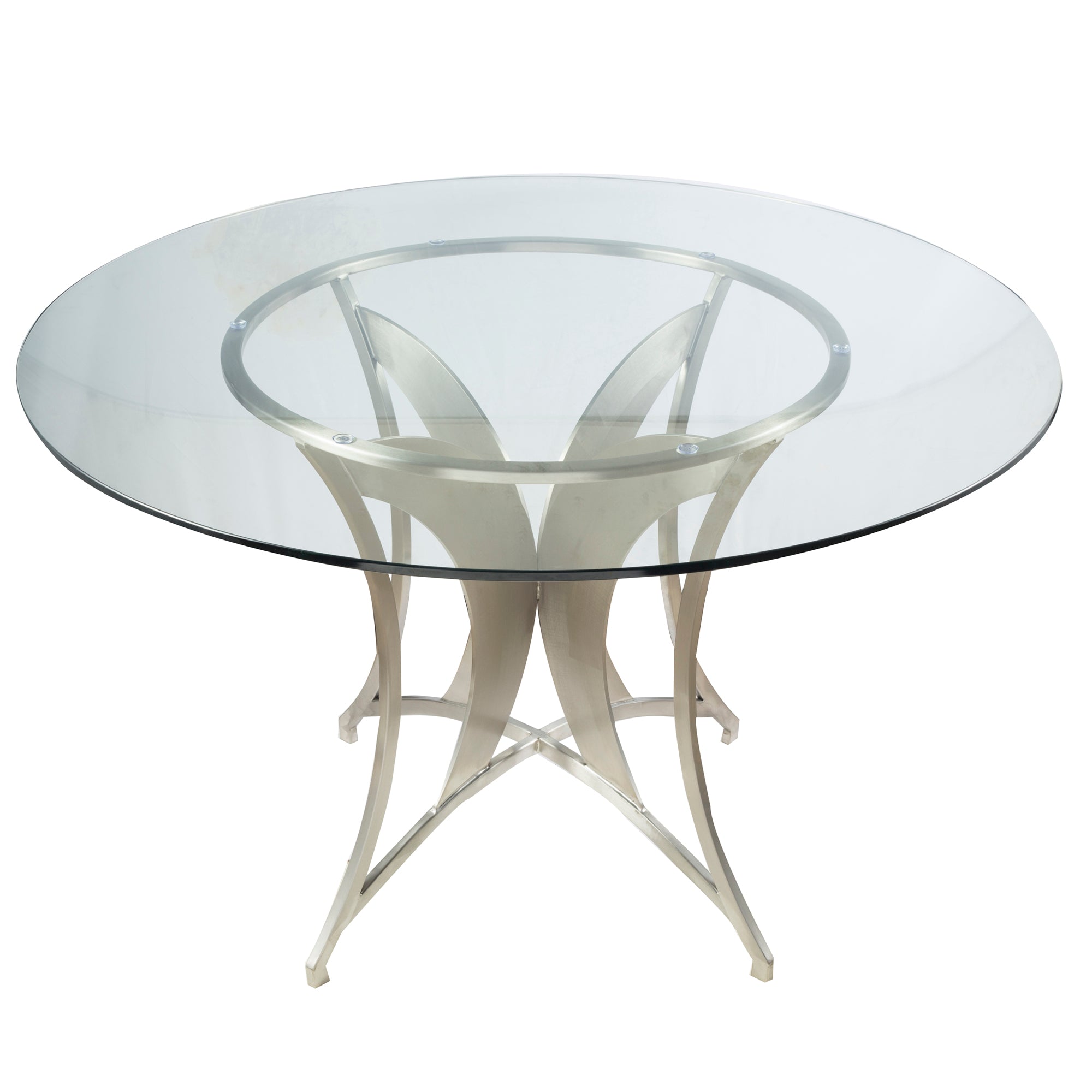 Armen Living Lcdrdib201to Drake Modern Dining Table In Stainless Steel With Clear Glass