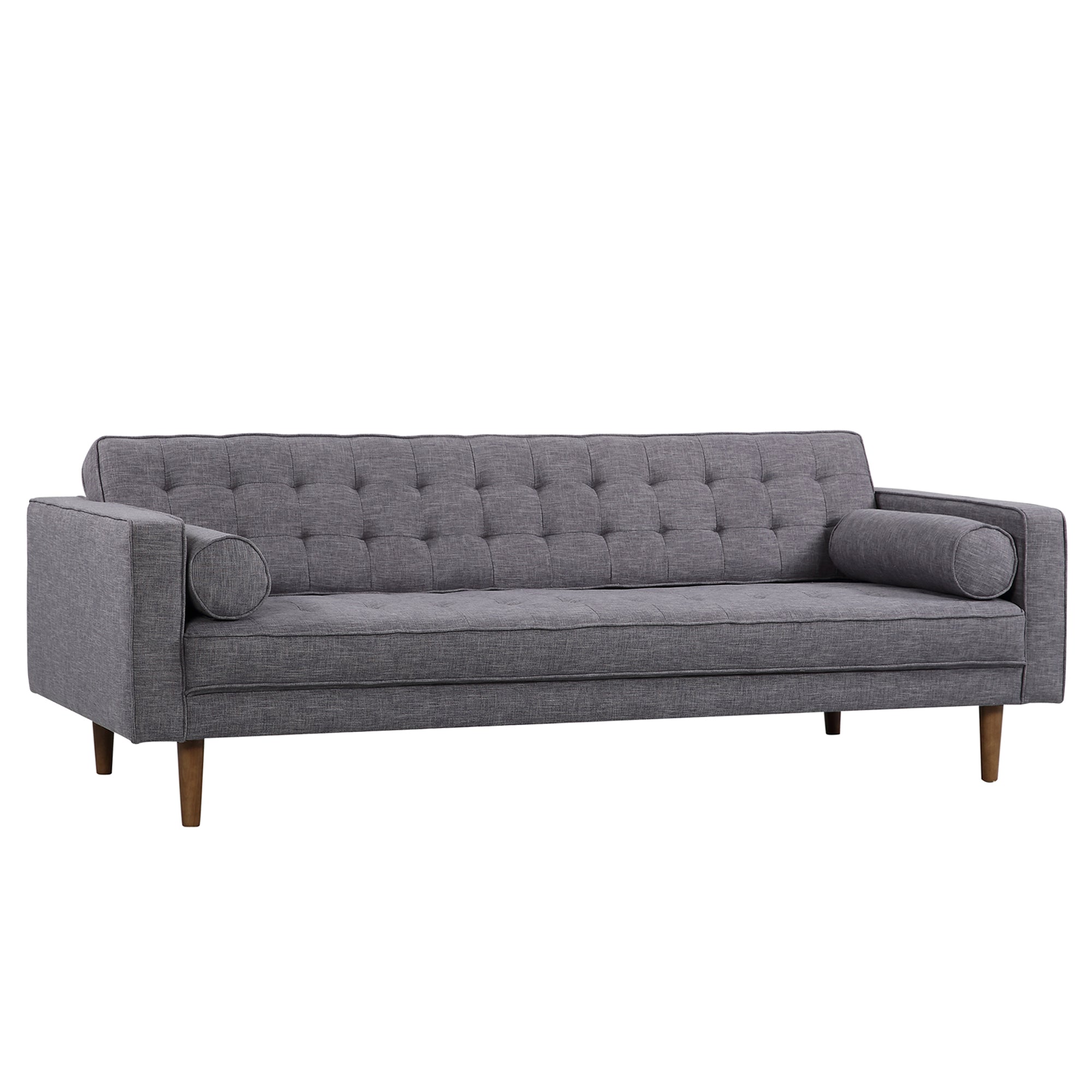 Armen Living Lcel3dg Element Mid-century Modern Sofa In Dark Gray Linen And Walnut Legs