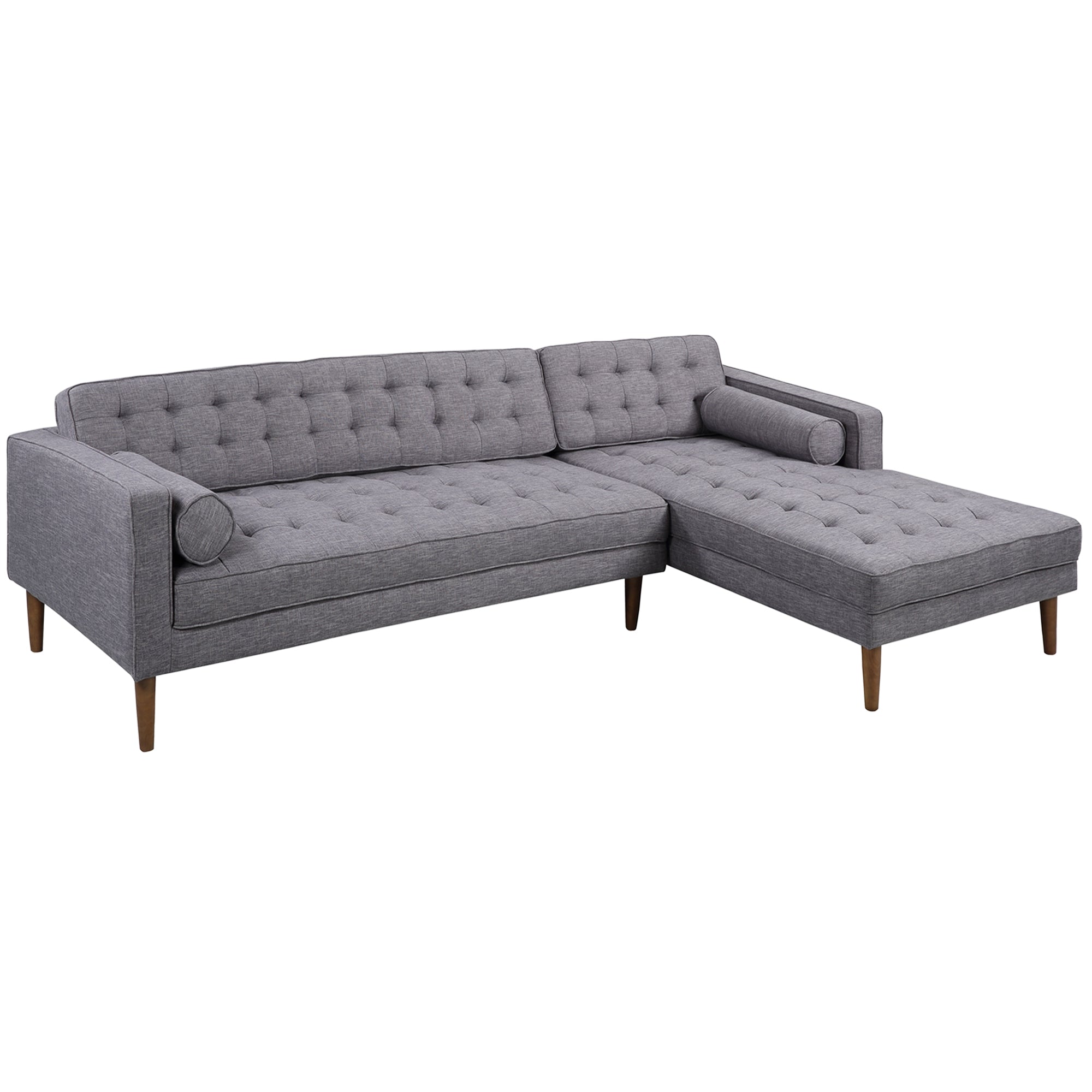 Armen Living Lcelchdgri Element Right-side Chaise Sectional In Dark Gray Linen And Walnut Legs