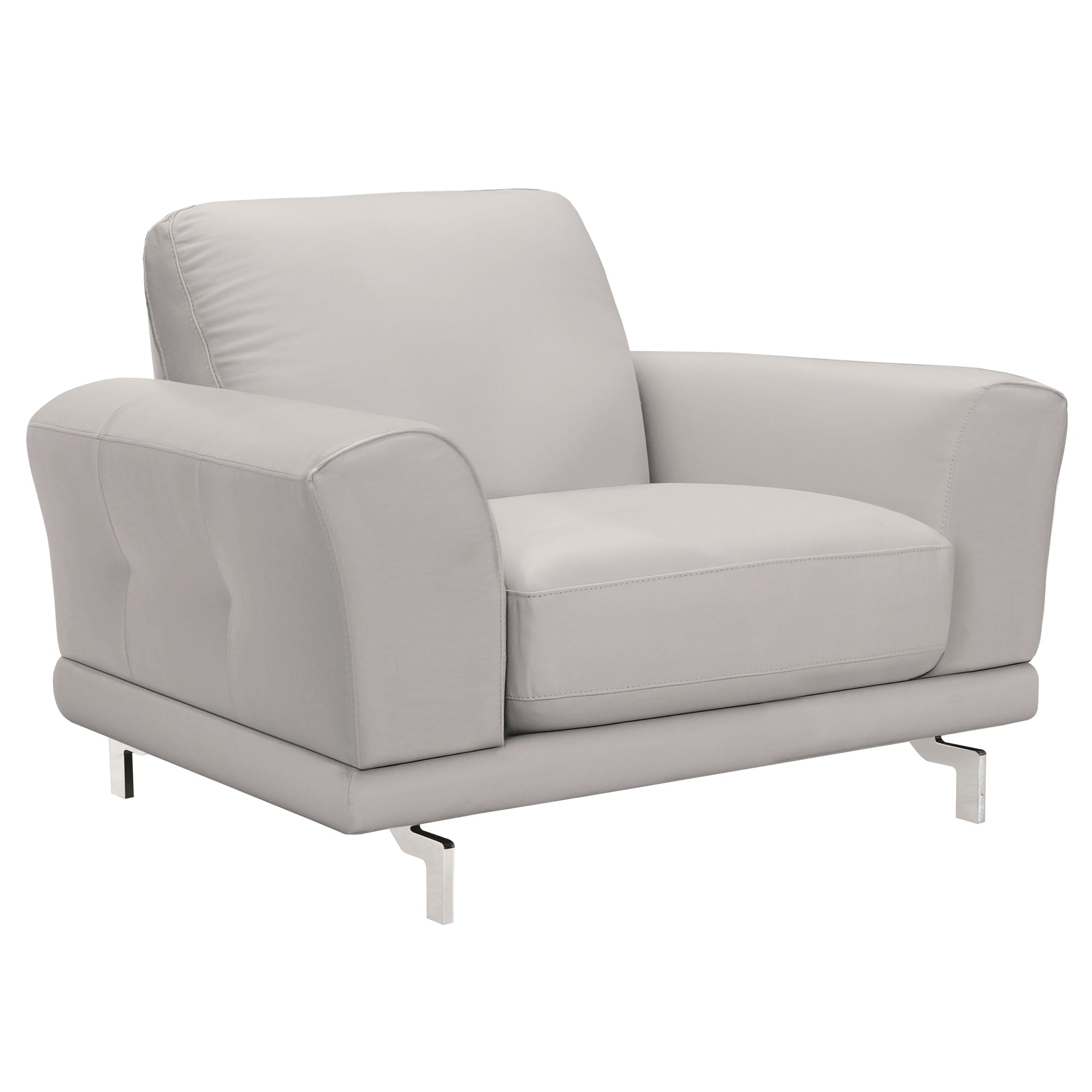 Armen Living Lcev1gr Everly Contemporary Chair In Genuine Dove Grey Leather With Brushed Stainless Steel Legs