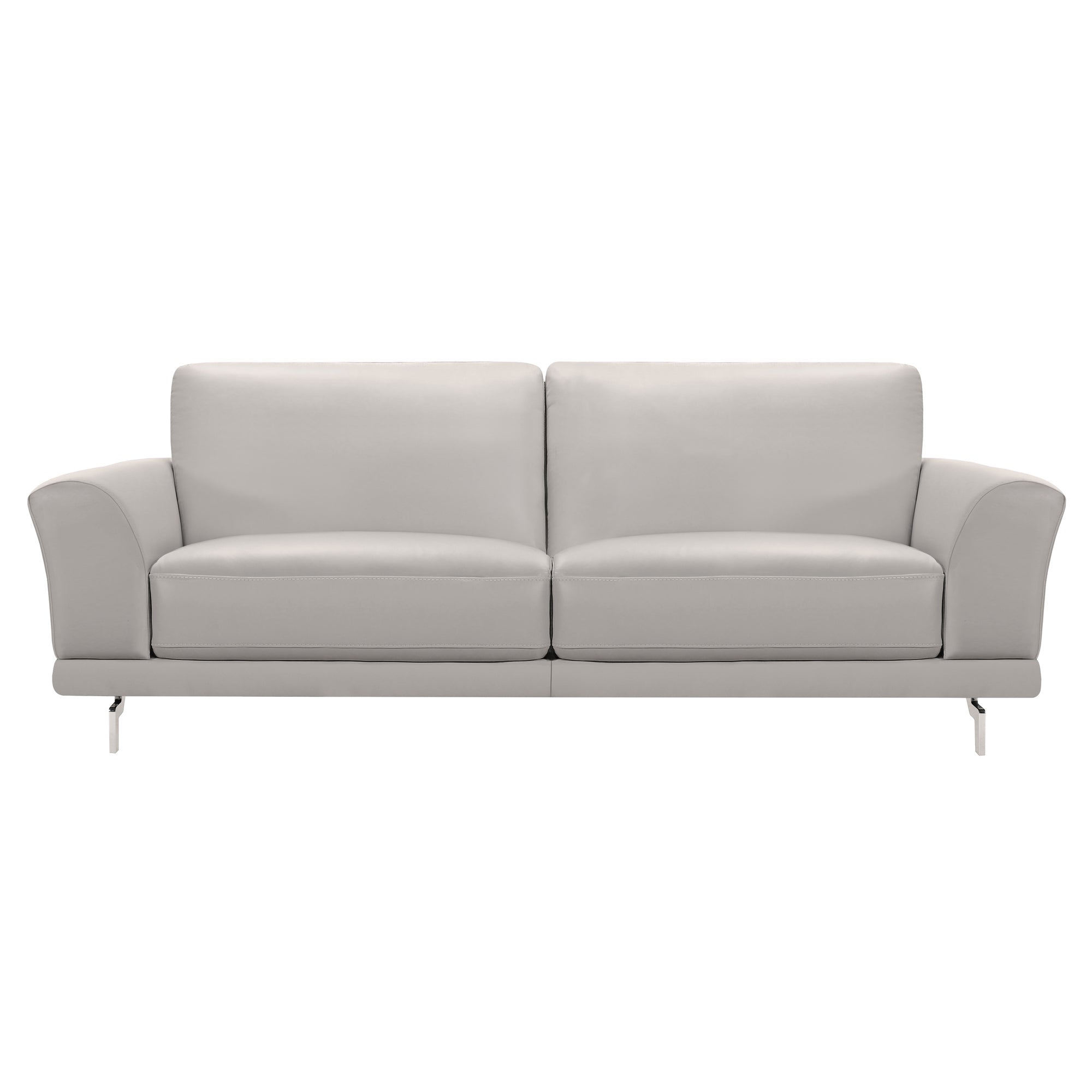 Armen Living Lcev3gr Everly Contemporary Sofa In Genuine Dove Grey Leather With Brushed Stainless Steel Legs