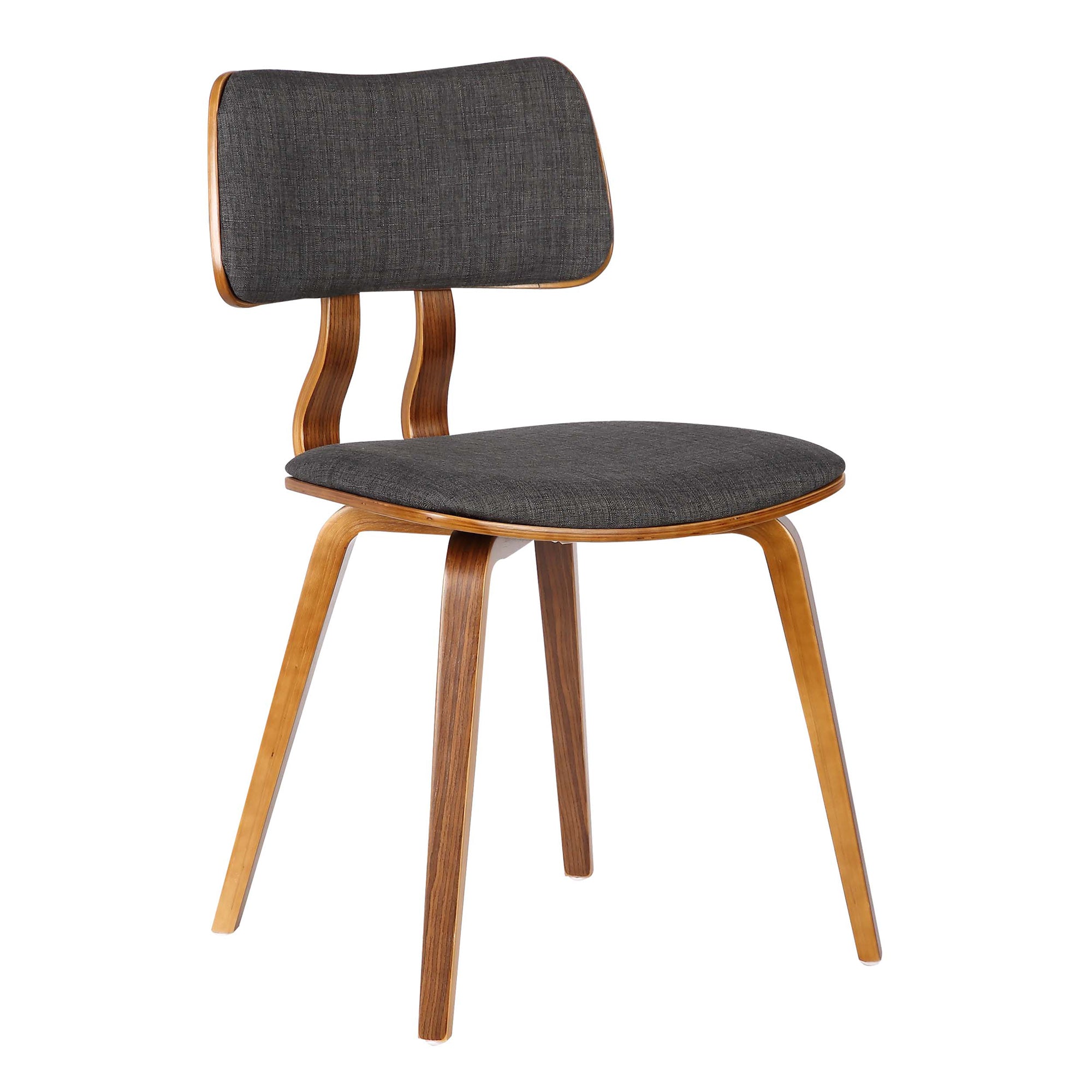 Armen Living Lcjasiwach Jaguar Mid-century Dining Chair In Walnut Wood And Charcoal Fabric