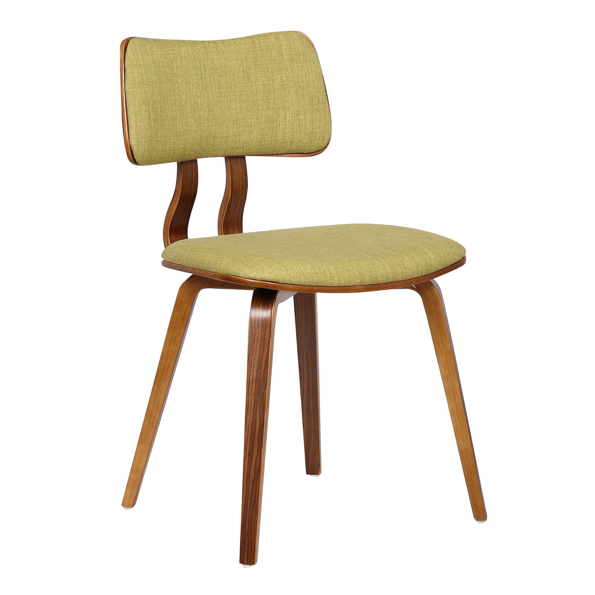 Armen Living Lcjasiwagreen Jaguar Mid-century Dining Chair In Walnut Wood And Green Fabric