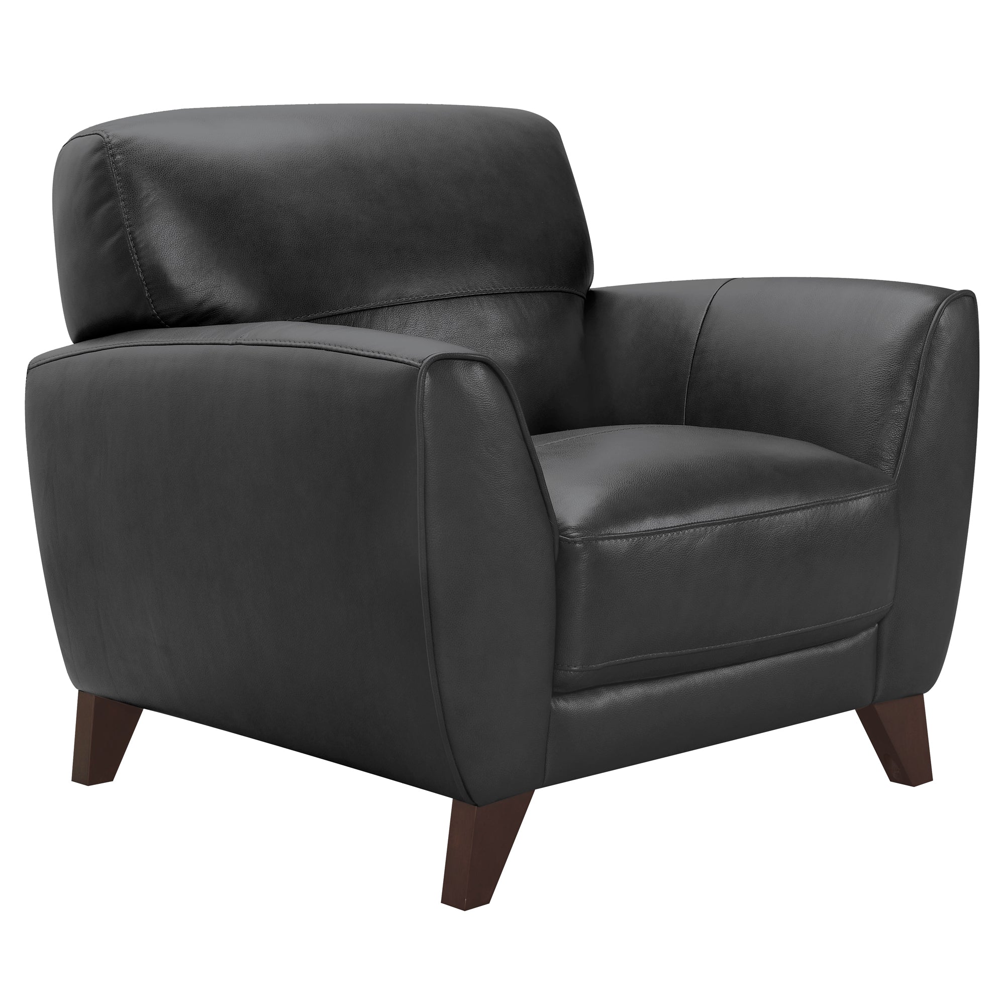 Armen Living Lcjd1bl Jedd Contemporary Chair In Genuine Black Leather With Brown Wood Legs