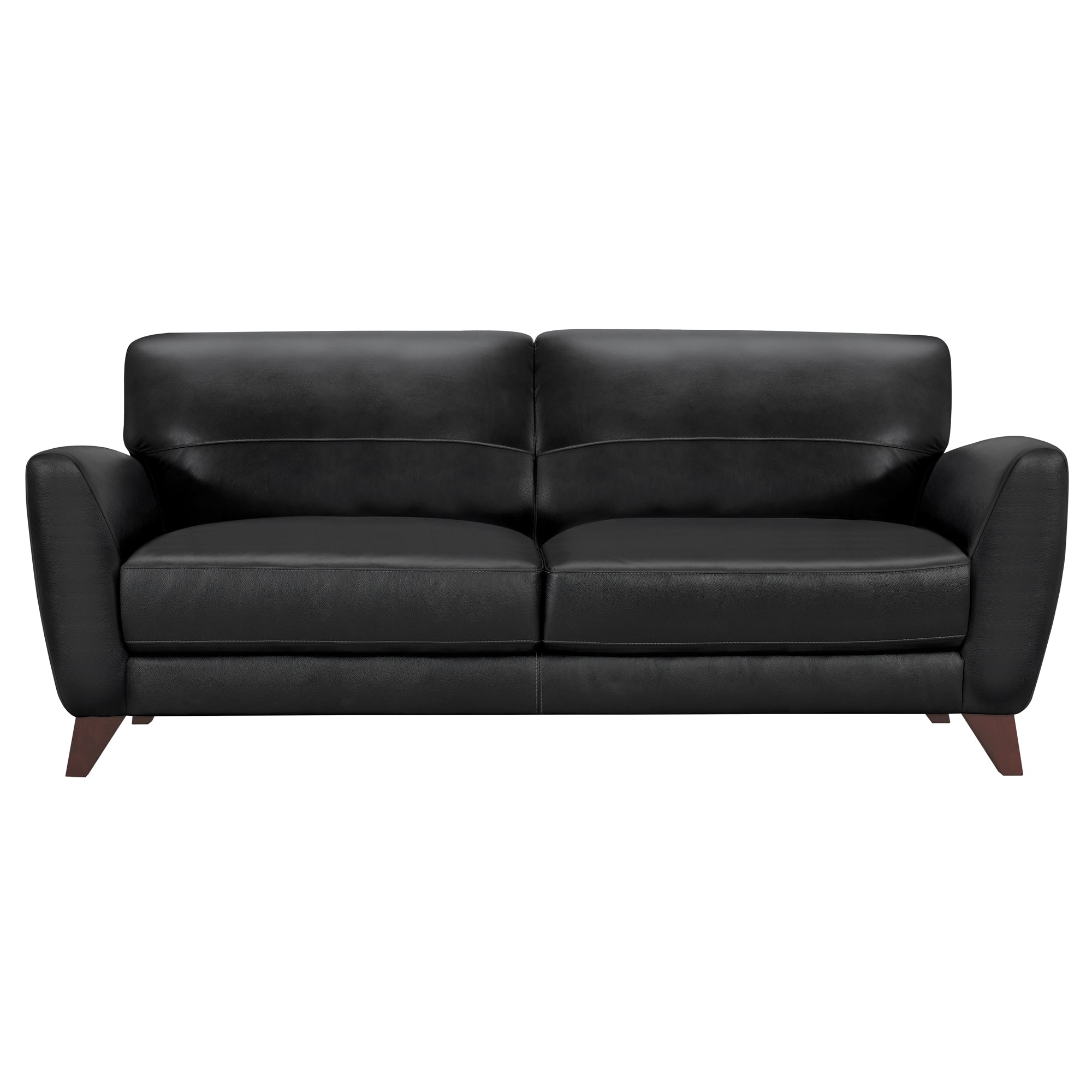 Armen Living Lcjd3bl Jedd Contemporary Sofa In Genuine Black Leather With Brown Wood Legs