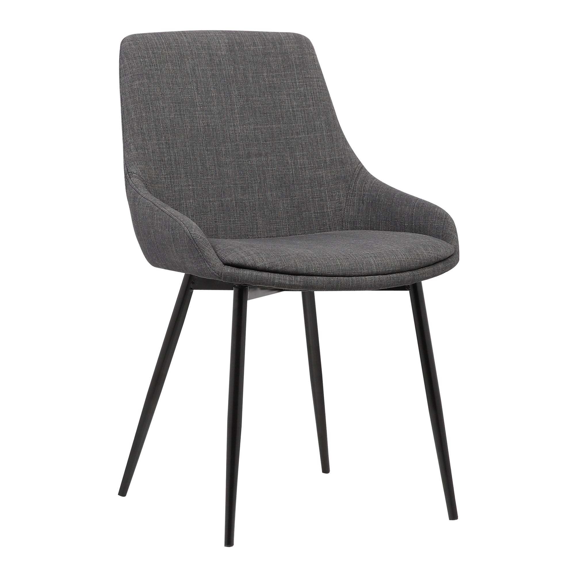 Armen Living Lcmichch Mia Contemporary Dining Chair In Charcoal Fabric With Black Powder Coated Metal Legs