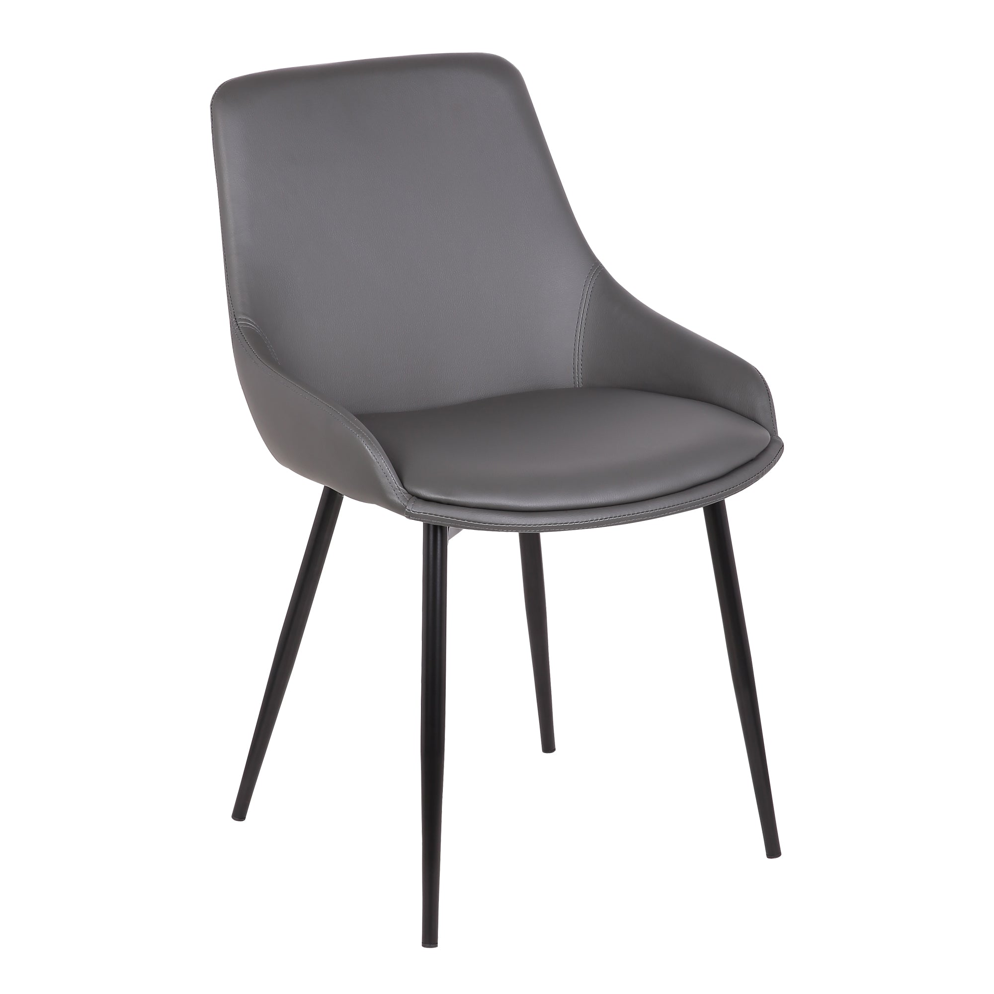 Armen Living Lcmichgrey Mia Contemporary Dining Chair In Gray Faux Leather With Black Powder Coated Metal Legs