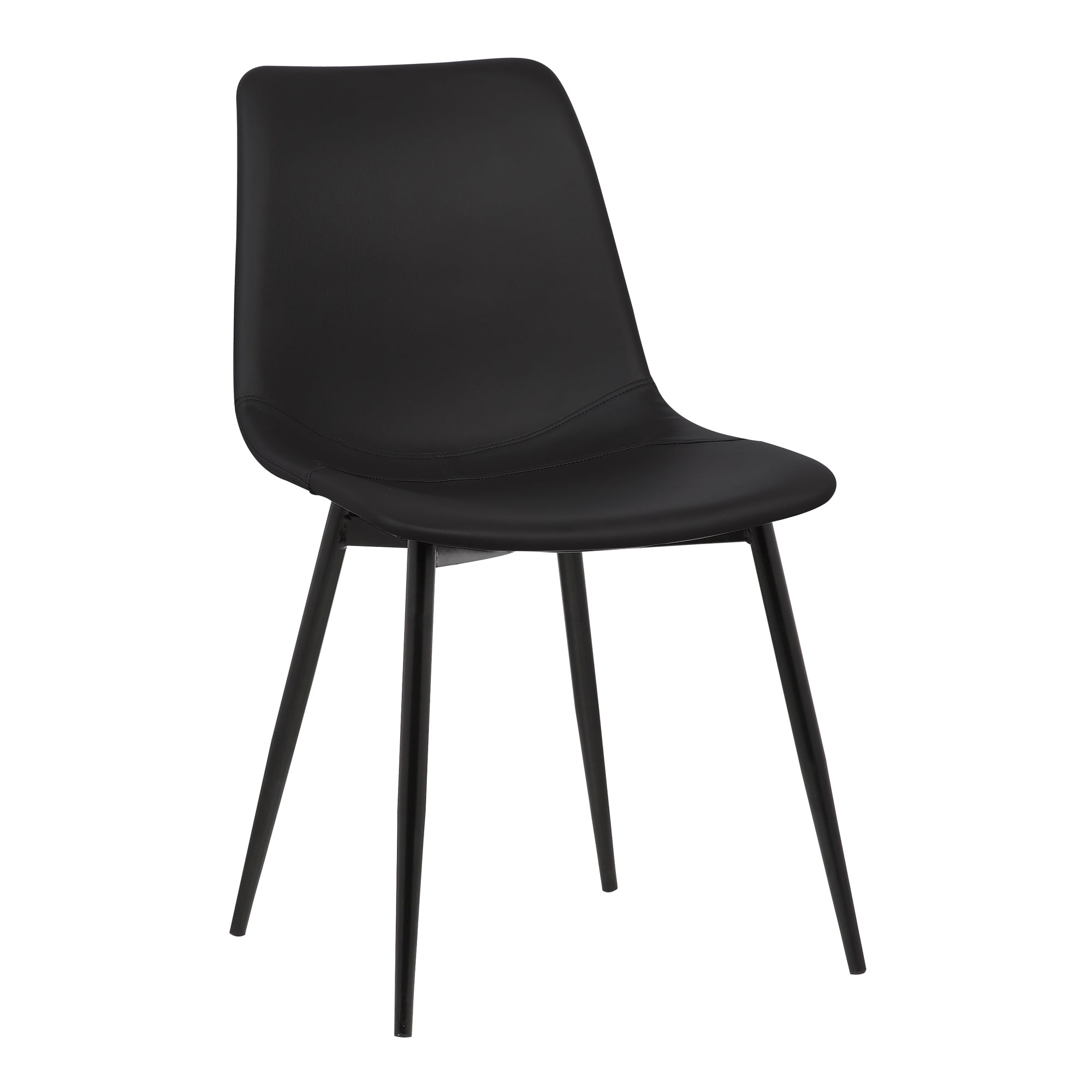 Armen Living Lcmochblack Monte Contemporary Dining Chair In Black Faux Leather With Black Powder Coated Metal Legs