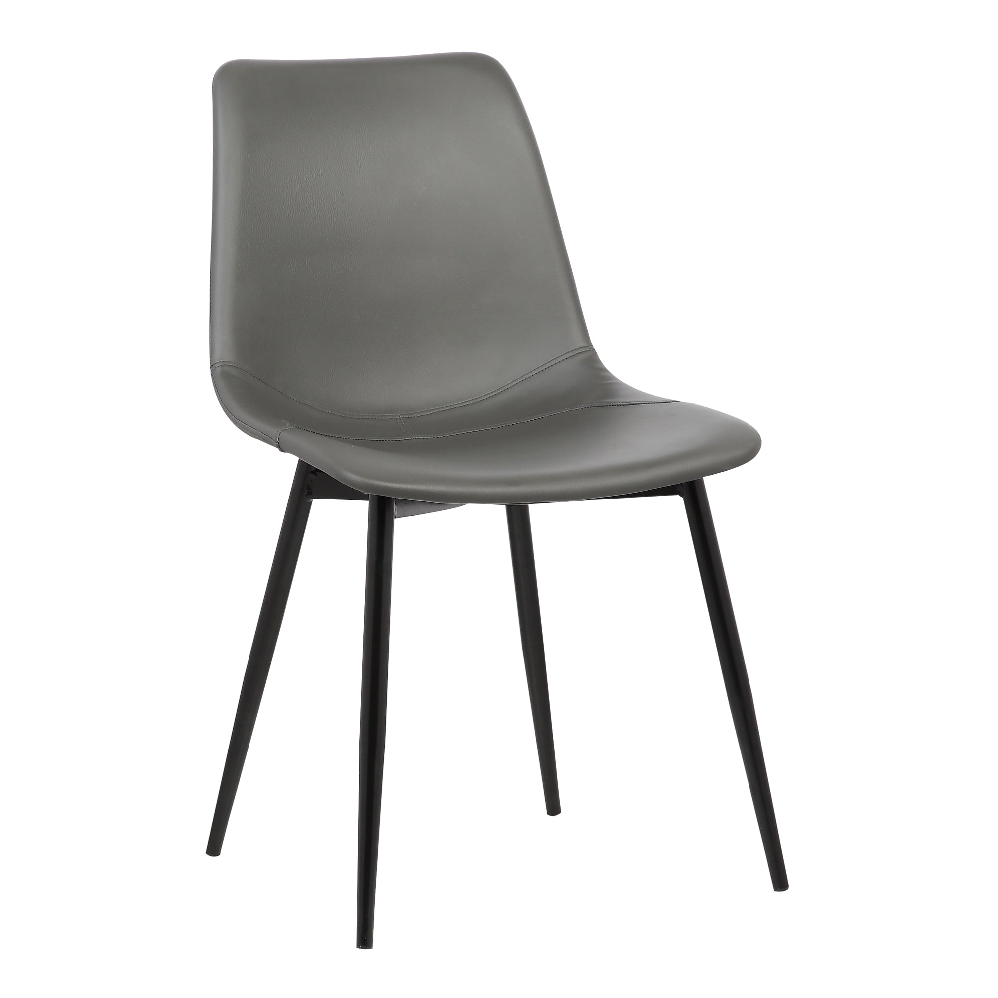 Armen Living Lcmochgrey Monte Contemporary Dining Chair In Gray Faux Leather With Black Powder Coated Metal Legs