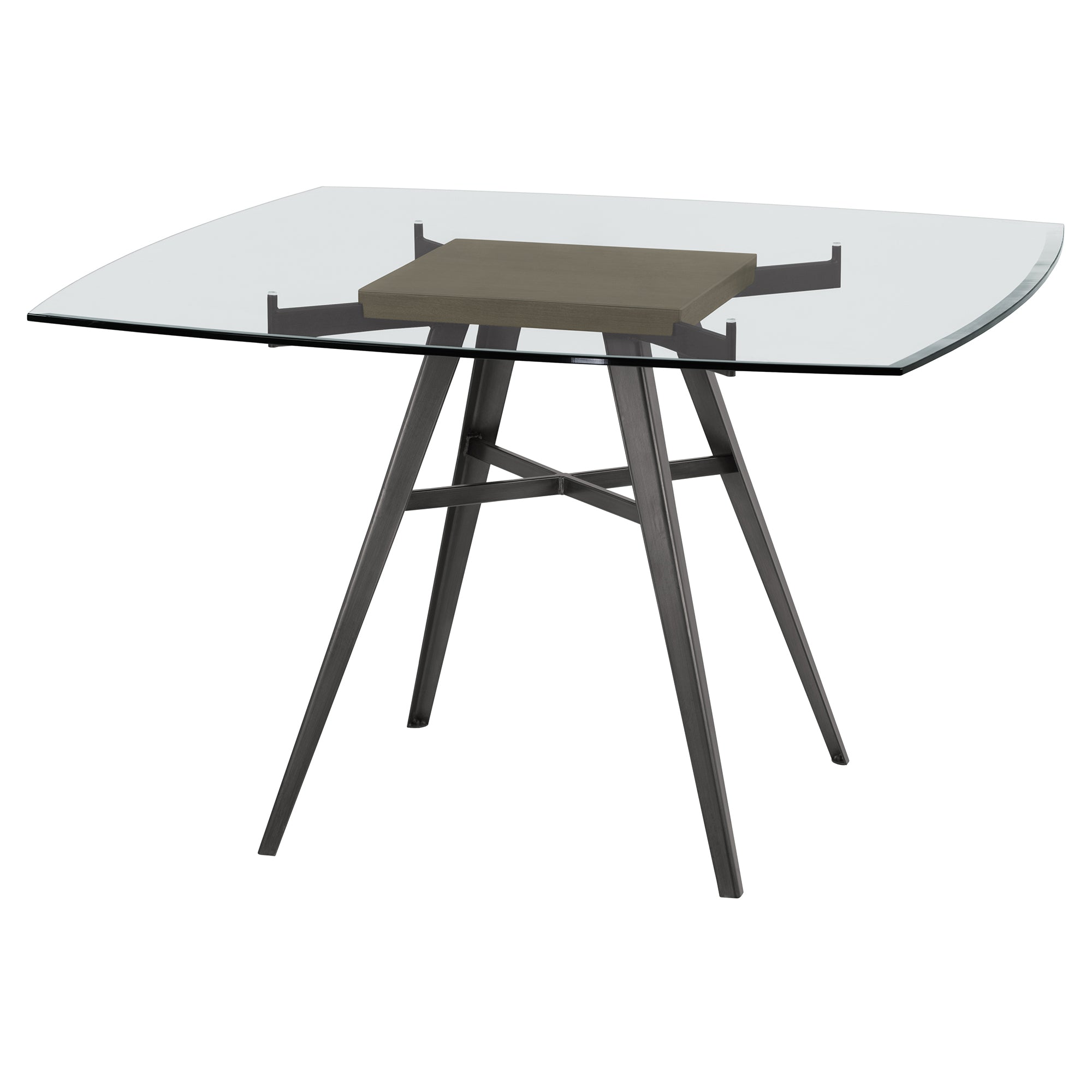 Armen Living Lcojdimfgwbs Ojai Contemporary Dining Table In Mineral Finish With Clear Glass Top And Grey Walnut Wood Insert