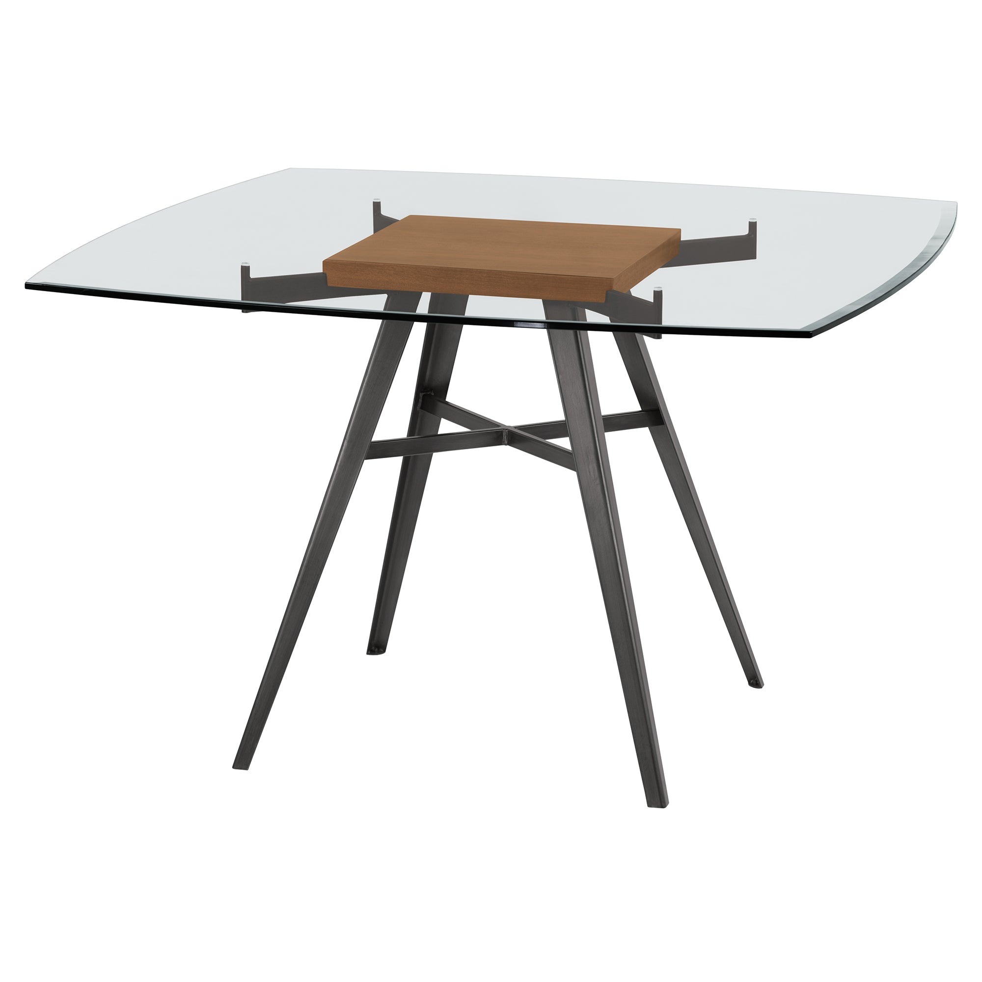 Armen Living Lcojdimfwabs Ojai Contemporary Dining Table In Mineral Finish With Clear Glass Top And Walnut Wood Insert