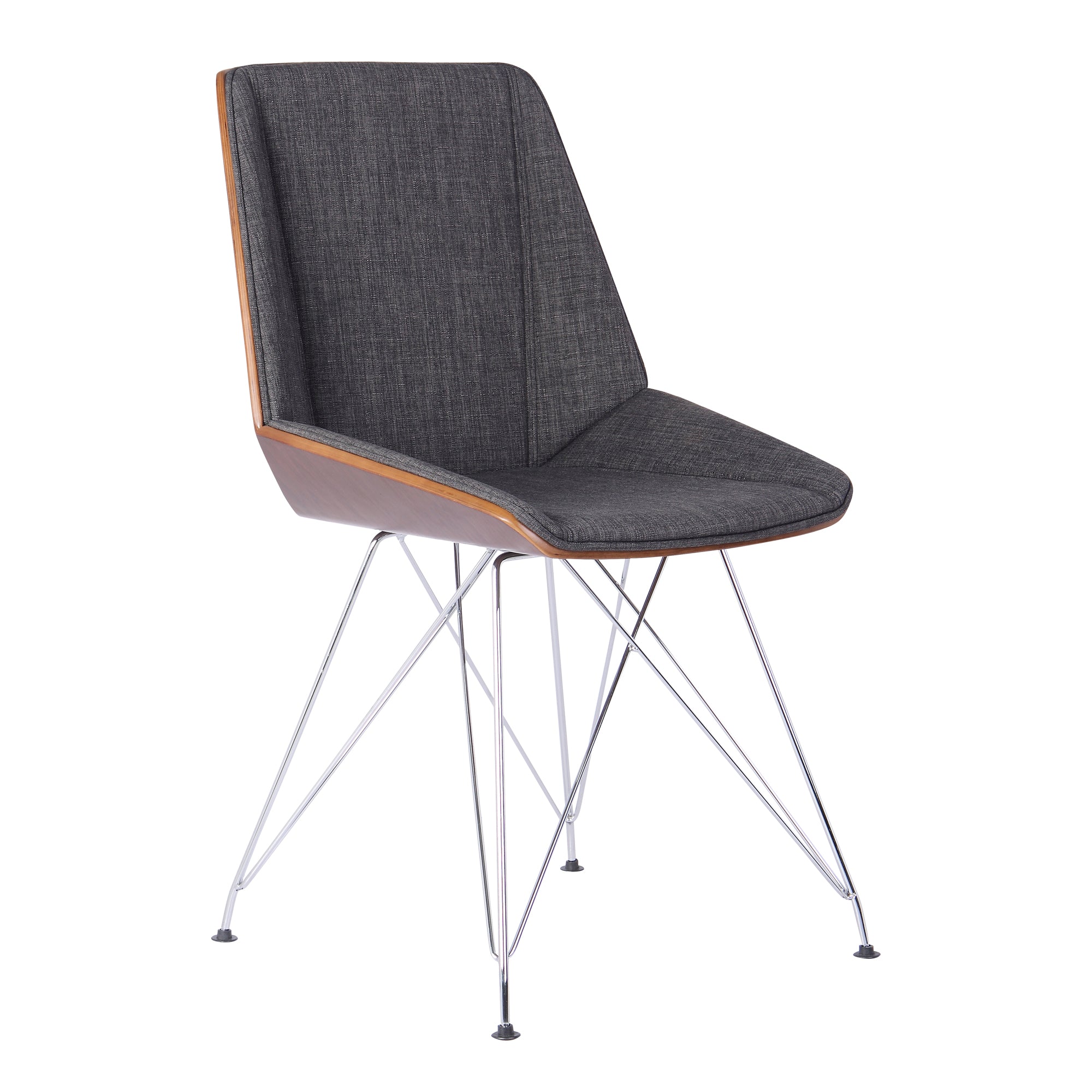 Armen Living Lcpachwach Pandora Chair In Chrome Finish With Walnut Wood And Charcoal Fabric