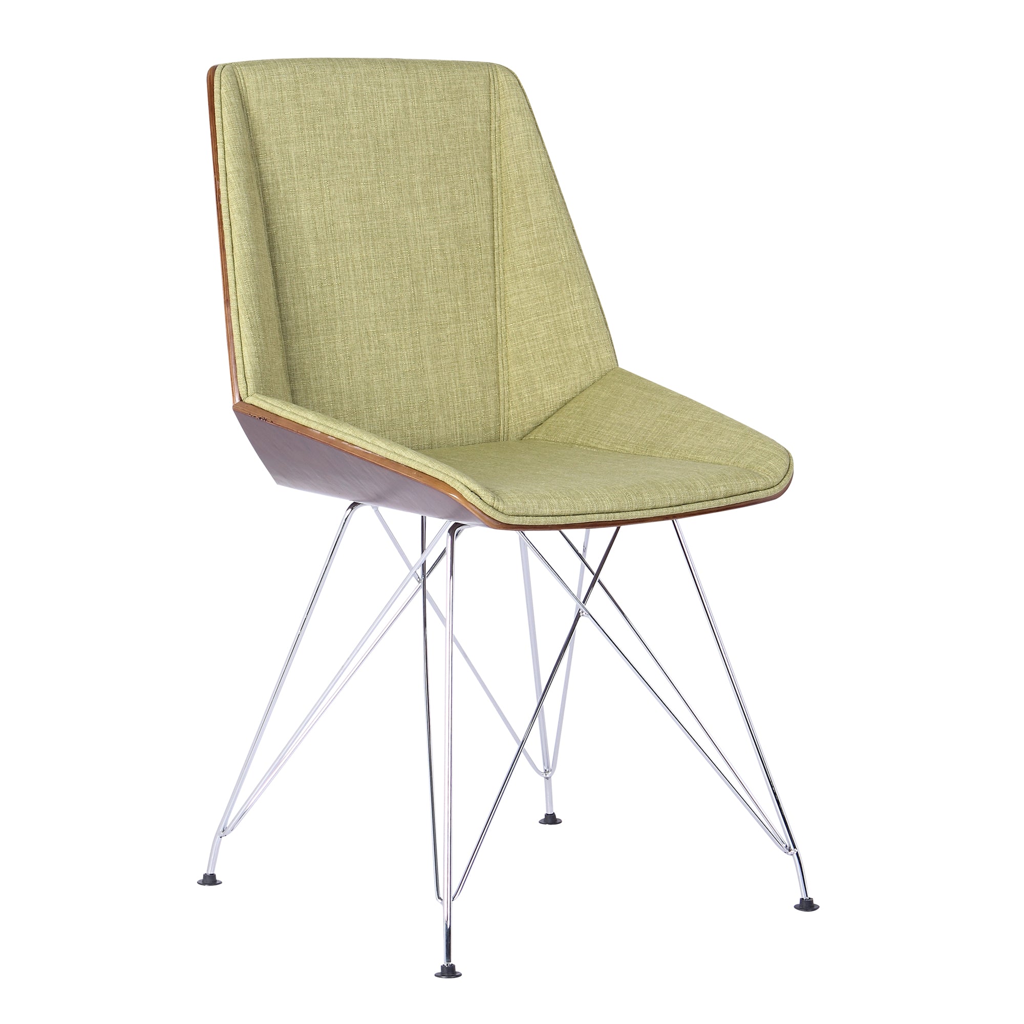 Armen Living Lcpachwagr Pandora Chair In Chrome Finish With Walnut Wood And Green Fabric