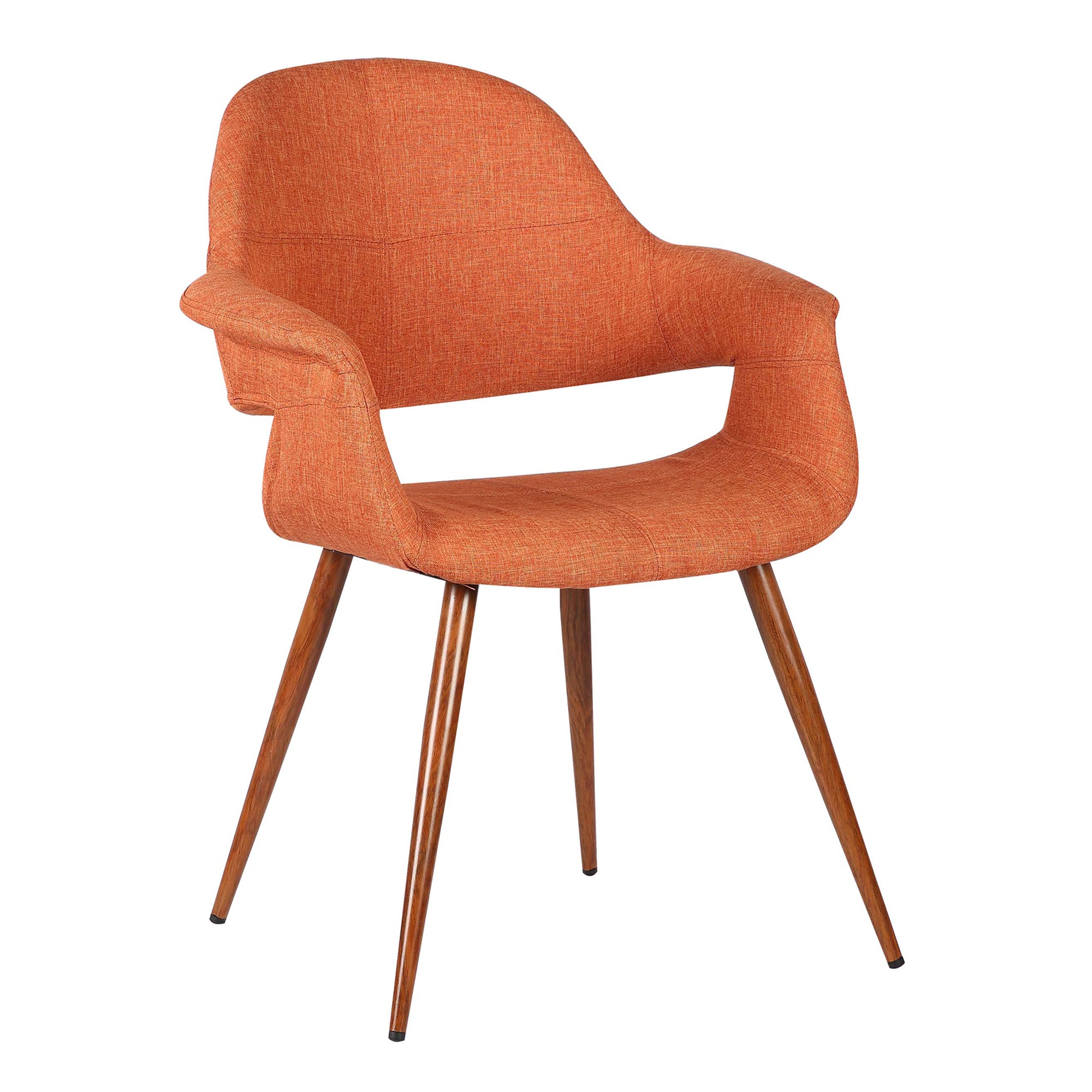 Armen Living Lcphsiwaor Phoebe Mid-century Dining Chair In Walnut Finish And Orange Fabric