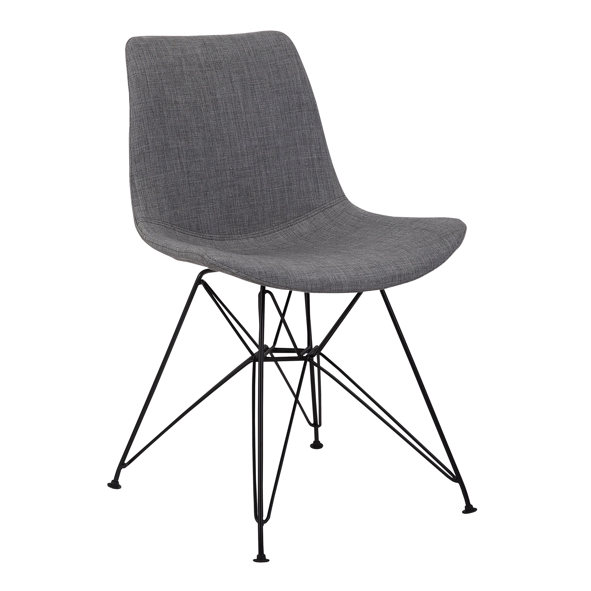 Armen Living Lcplchblch Palmetto Contemporary Dining Chair In Charcoal Fabric With Black Metal Legs