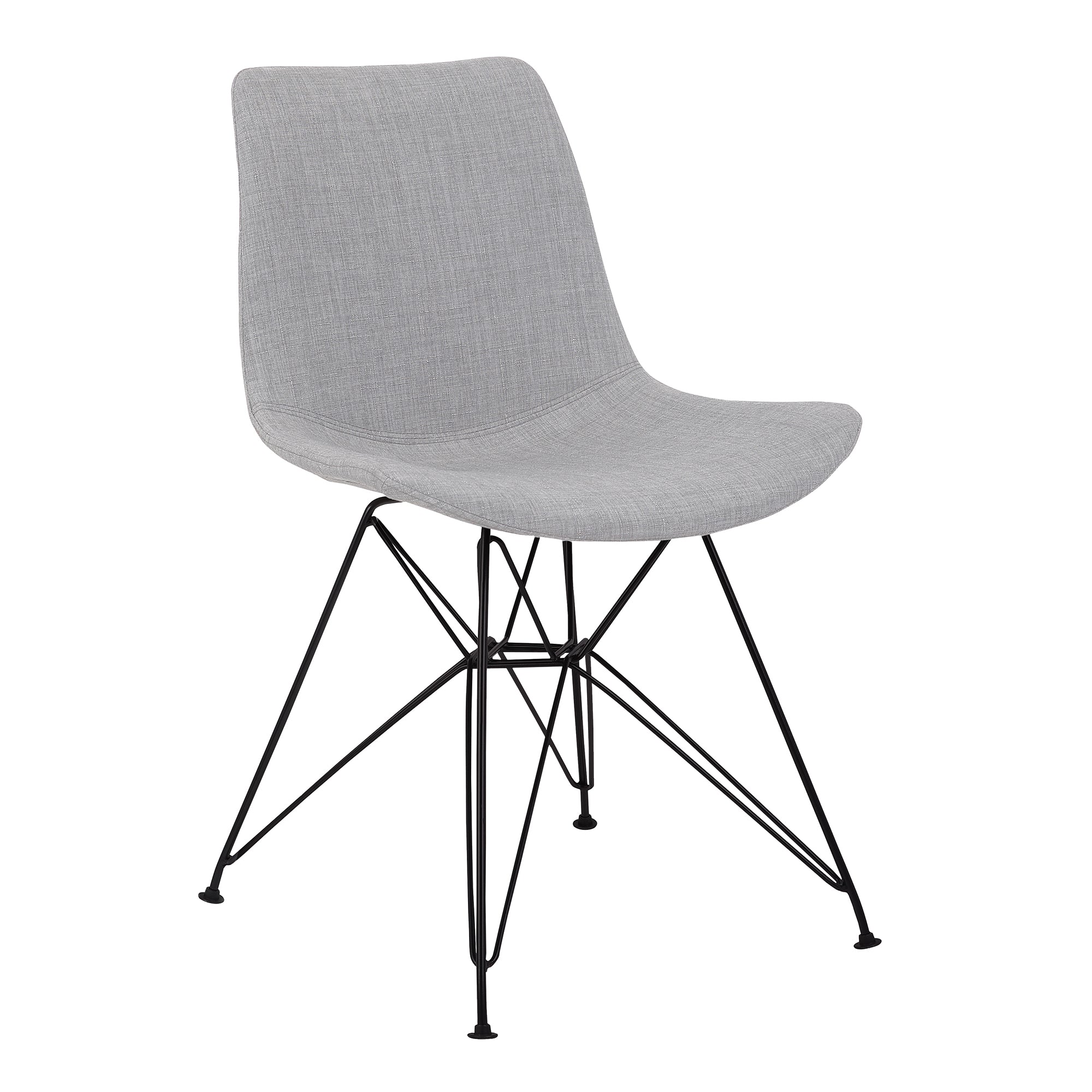 Armen Living Lcplchblgr Palmetto Contemporary Dining Chair In Grey Fabric With Black Metal Legs