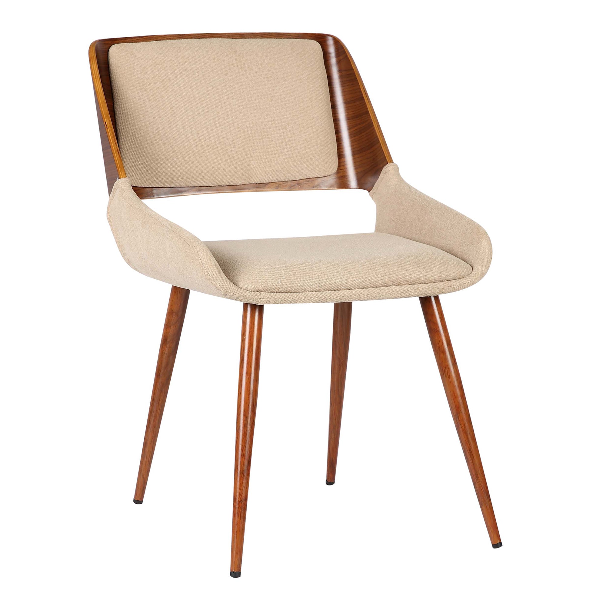 Armen Living Lcpnsiwabr Panda Mid-century Dining Chair In Walnut Finish And Brown Fabric