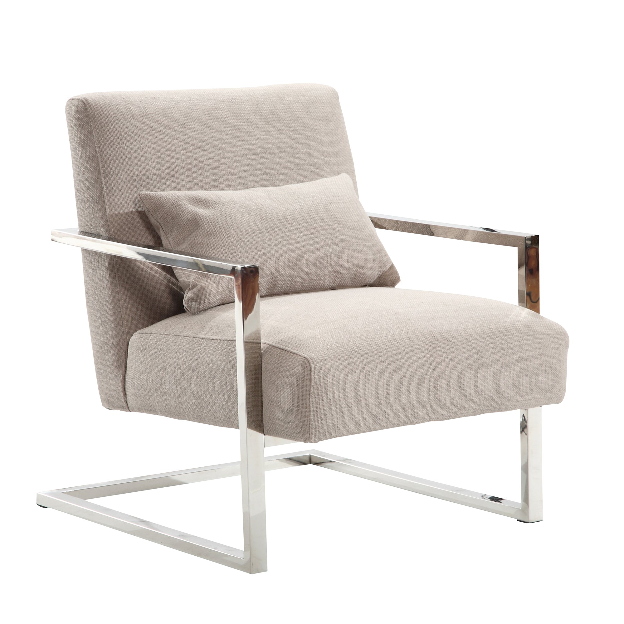 Armen Living Lcskchgr Skyline Modern Accent Chair In Gray Linen And Steel