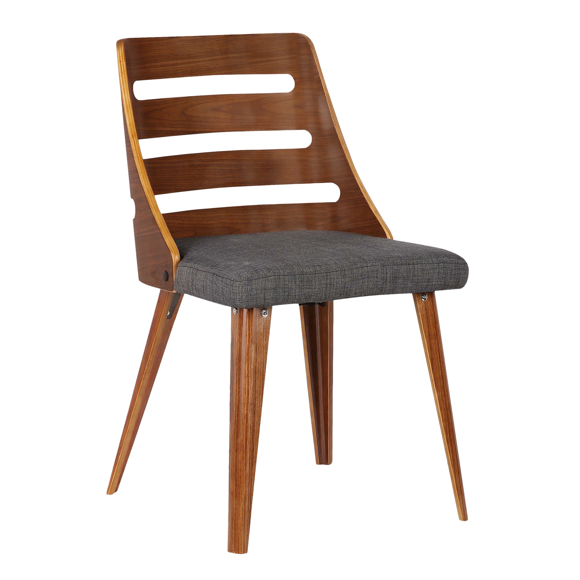 Armen Living Lcstsiwach Storm Mid-century Dining Chair In Walnut Wood And Charcoal Fabric