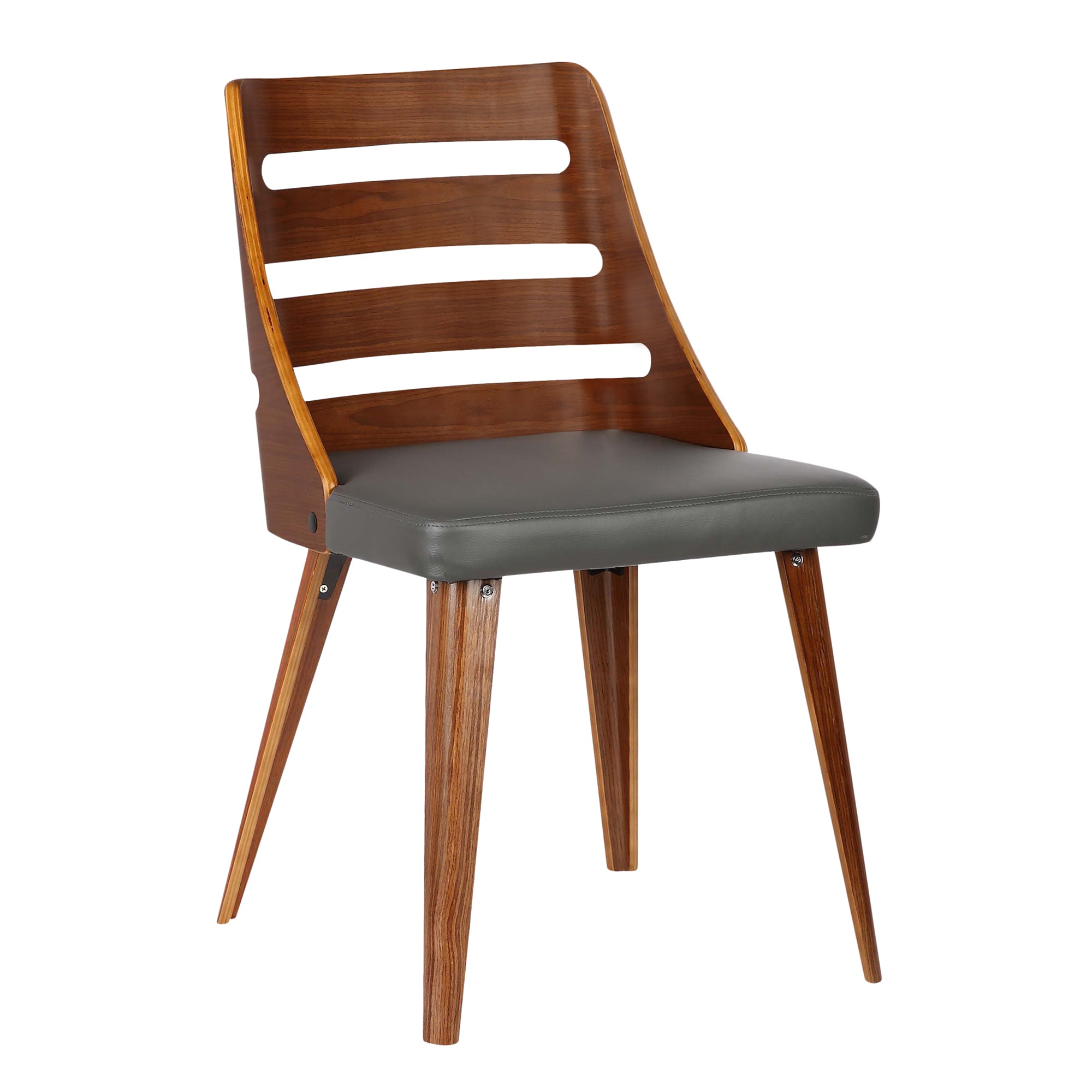 Armen Living Lcstsiwagray Storm Mid-century Dining Chair In Walnut Wood And Gray Faux Leather