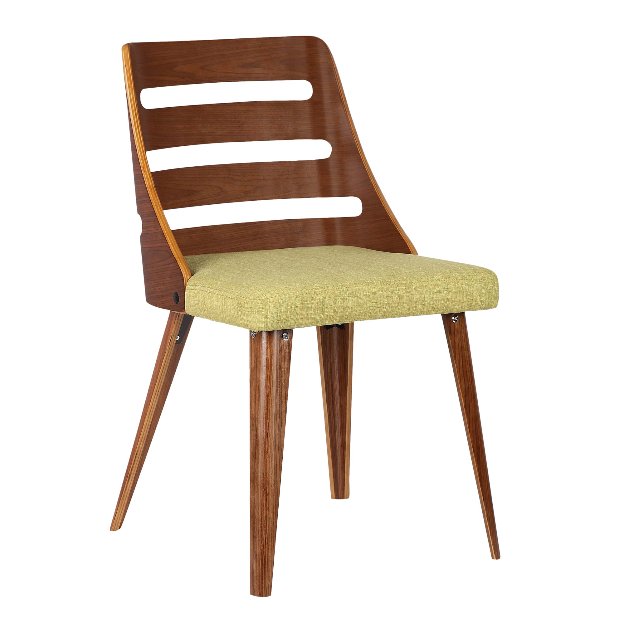 Armen Living Lcstsiwagreen Storm Mid-century Dining Chair In Walnut Wood And Green Fabric