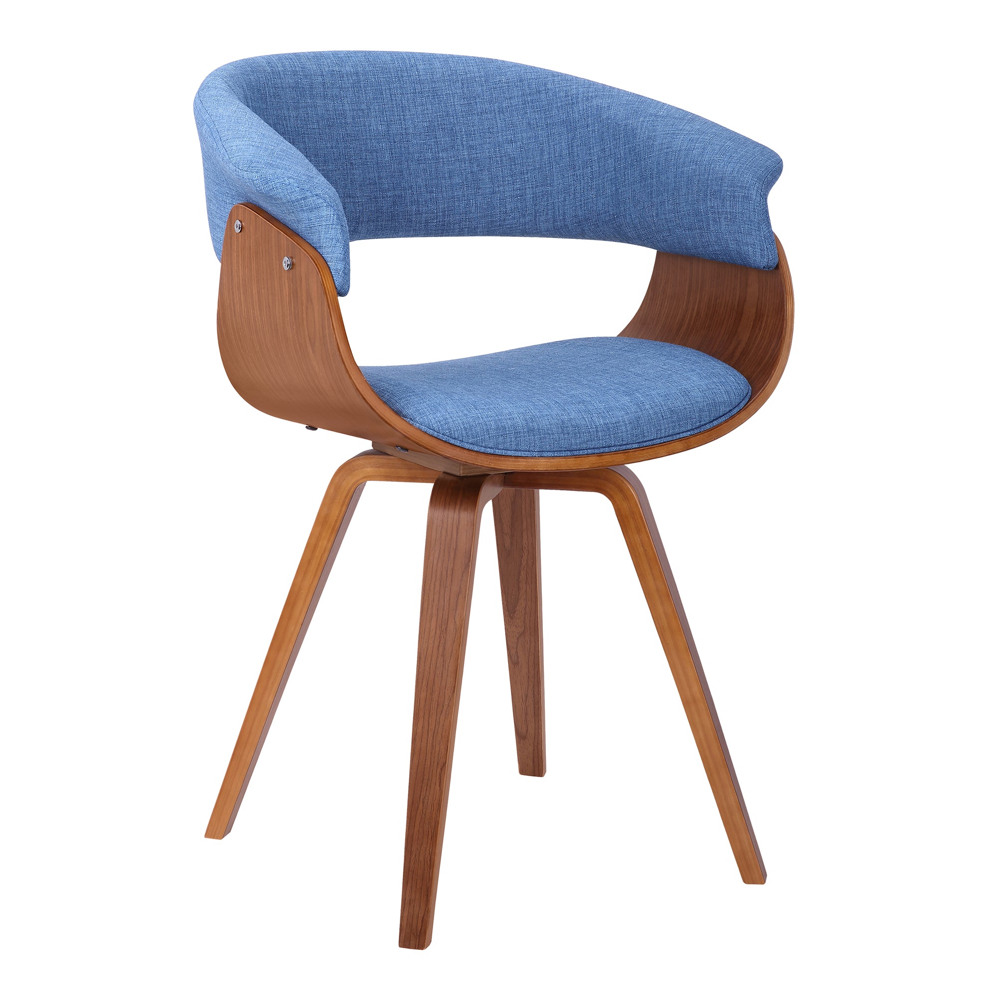 Armen Living Lcsuchblue Summer Mid-century Chair In Blue Fabric With Walnut Wood Finish