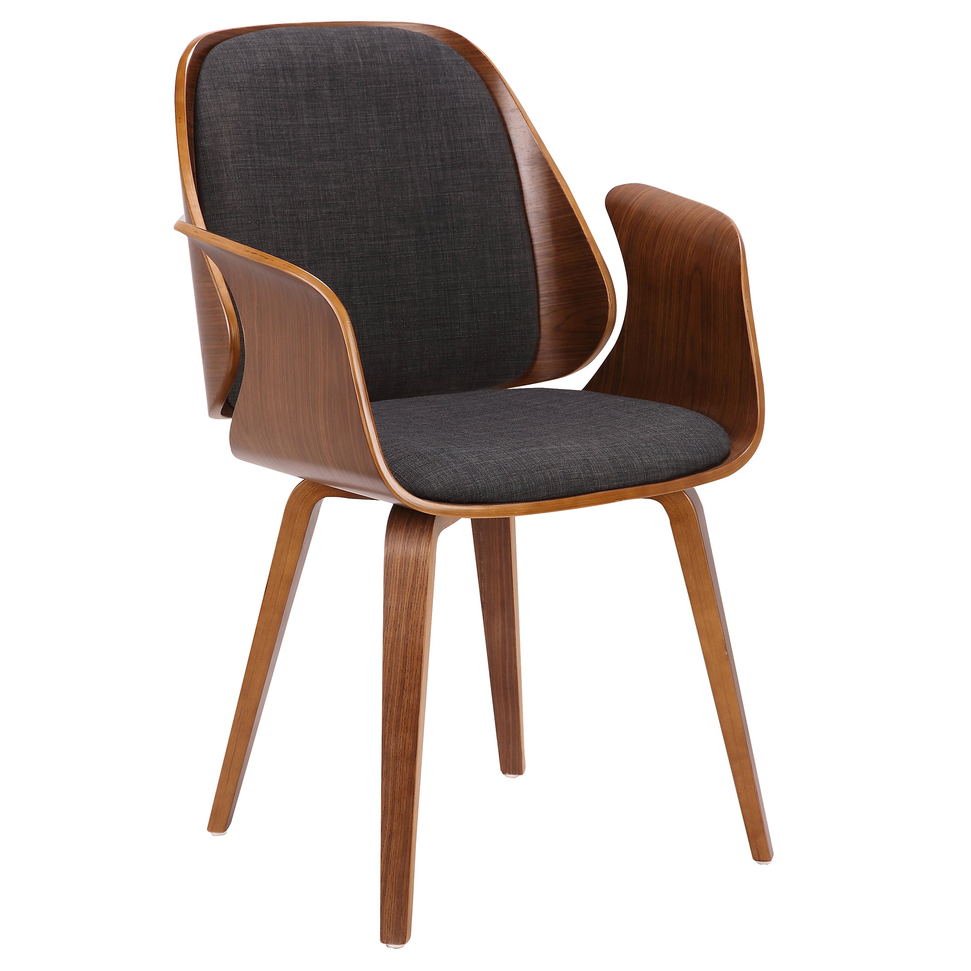 Armen Living Lctfchwach Tiffany Mid-century Dining Chair In Charcoal Fabric With Walnut Veneer Finish