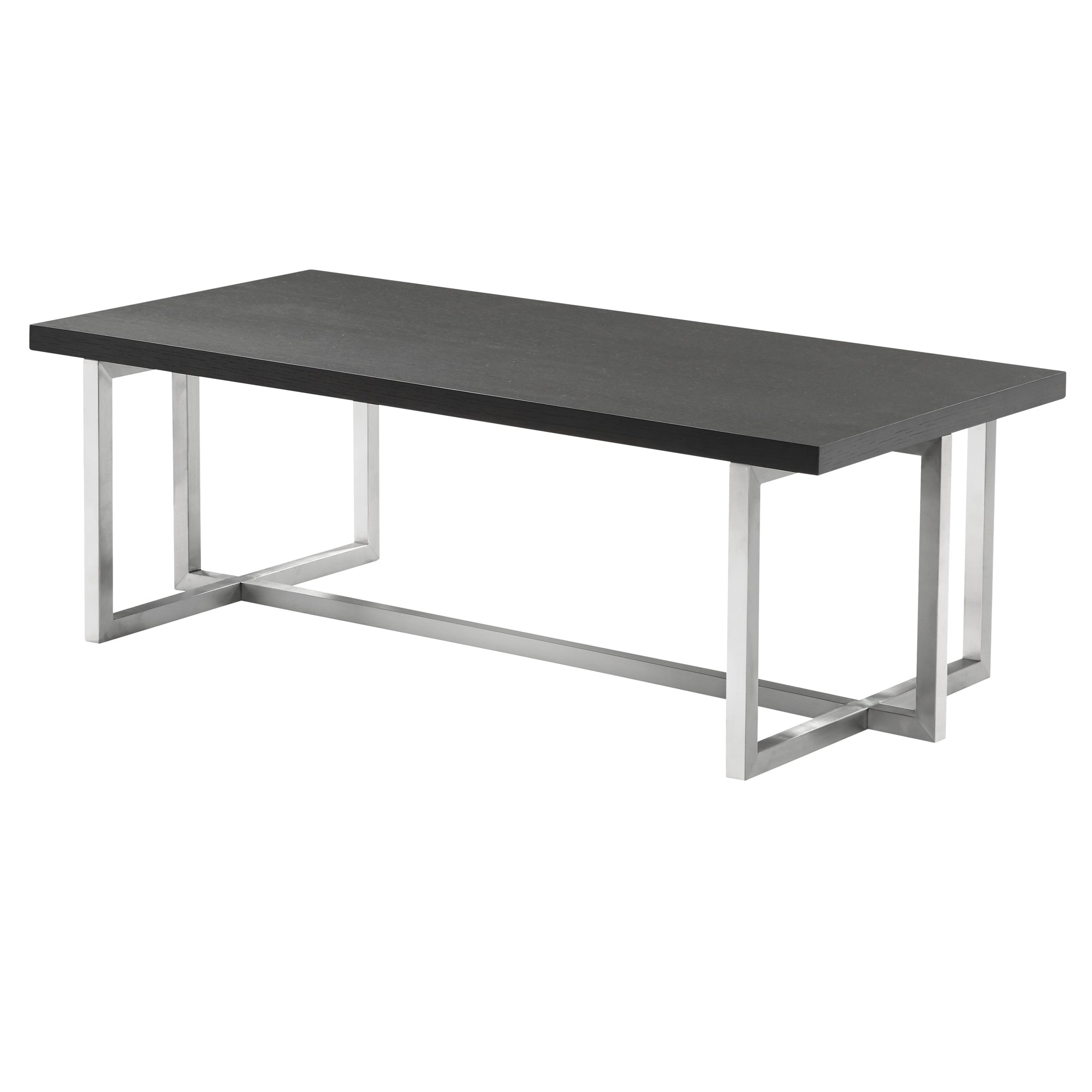Armen Living Lctpcogrbs Topaz Contemporary Rectangular Coffee Table In Brushed Stainless Steel With Grey Wood Top