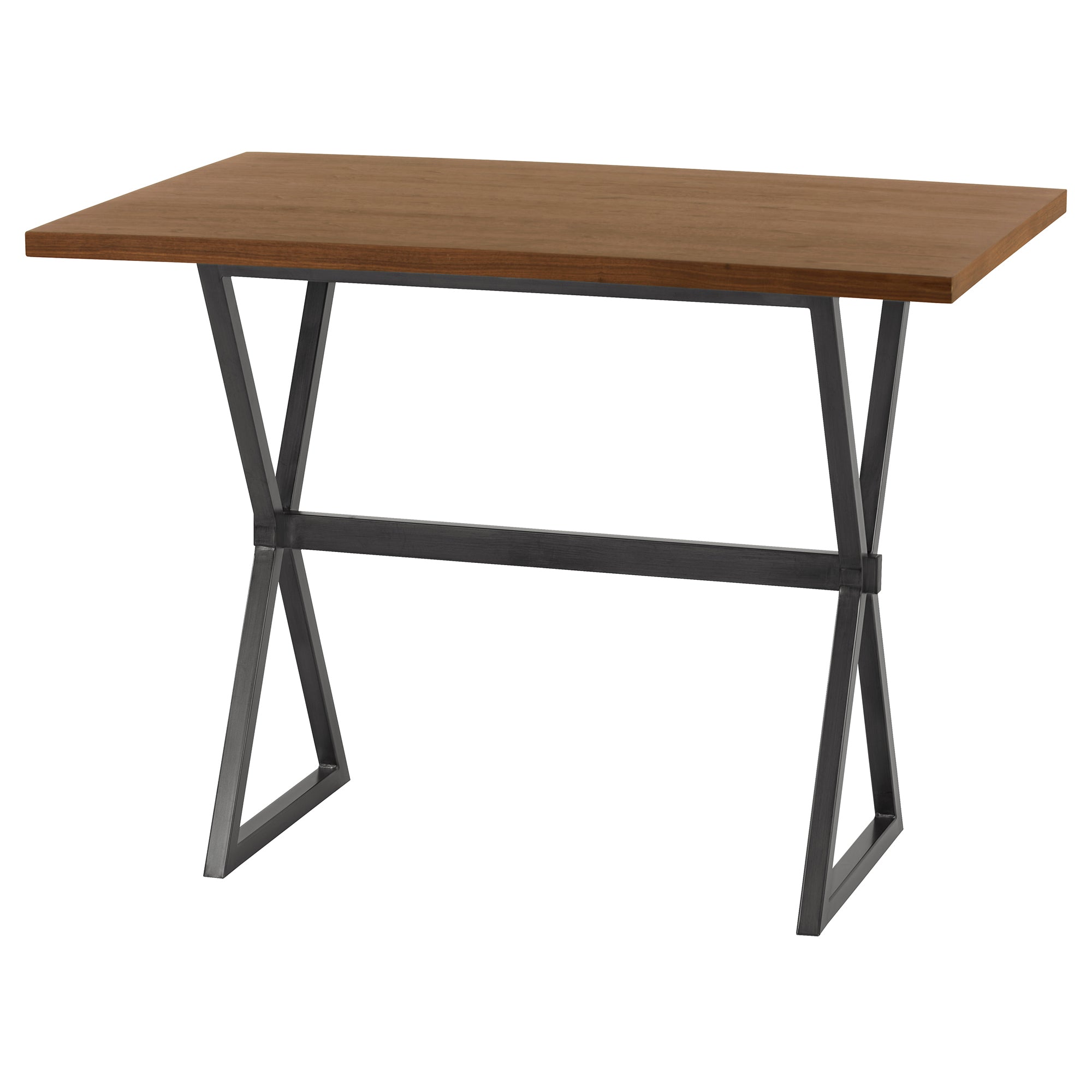 Armen Living LCVLBTTOWA Valencia Contemporary Rectangular Bar Table in Mineral Finish with Walnut Wood Top