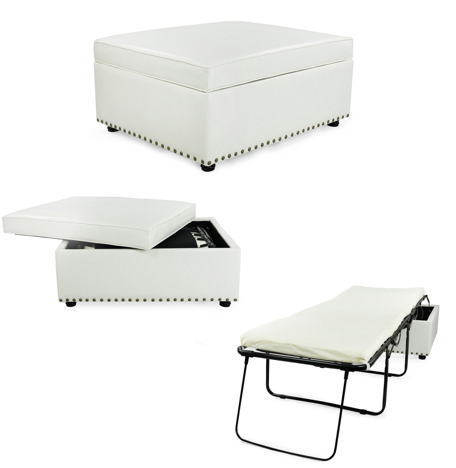 Ibed Pc111 Ibed Convertible Ottoman Guest Bed In White