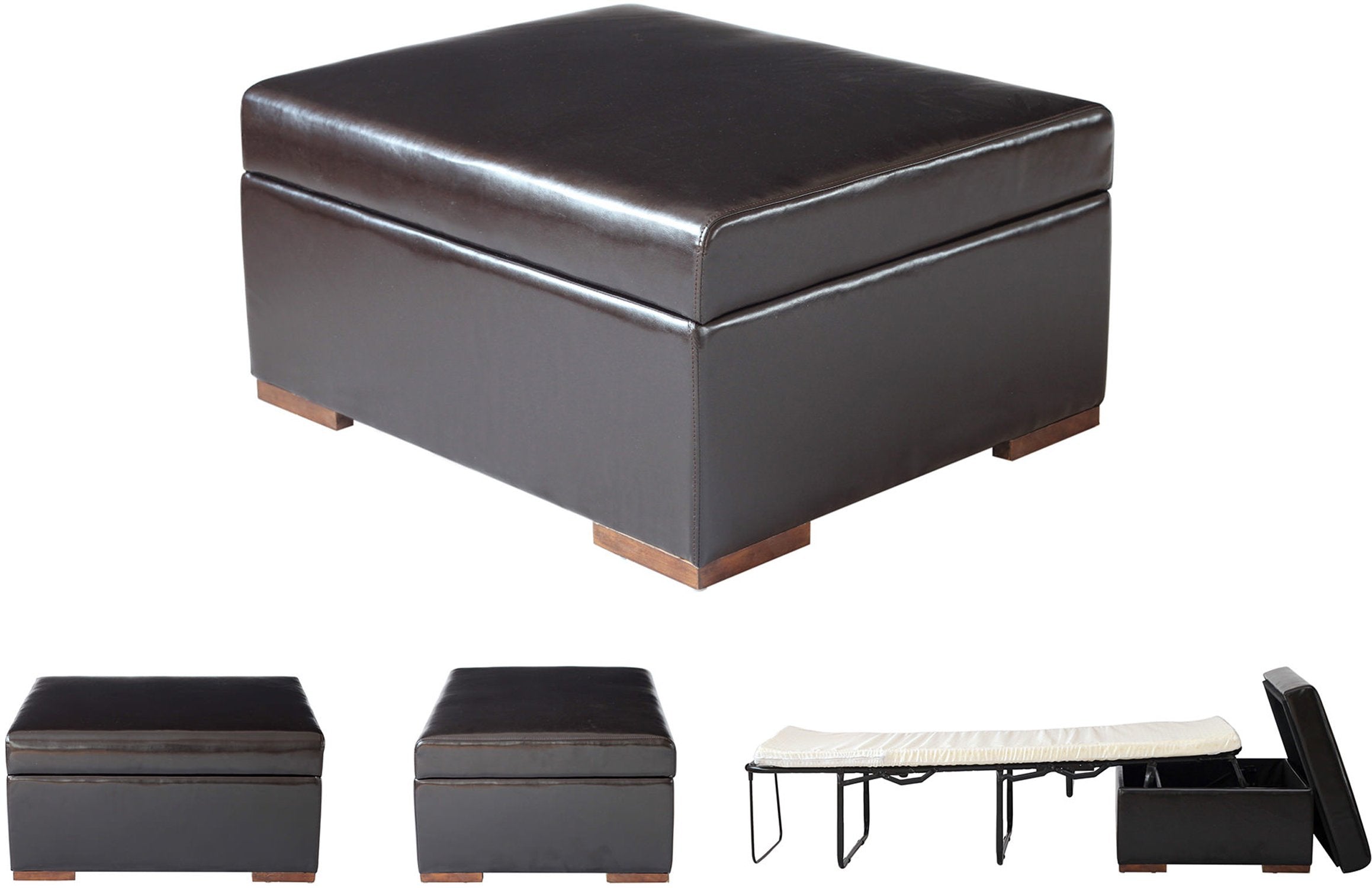 Ibed Pc777 Ibed Convertible Ottoman Guest Bed In Dark Espresso