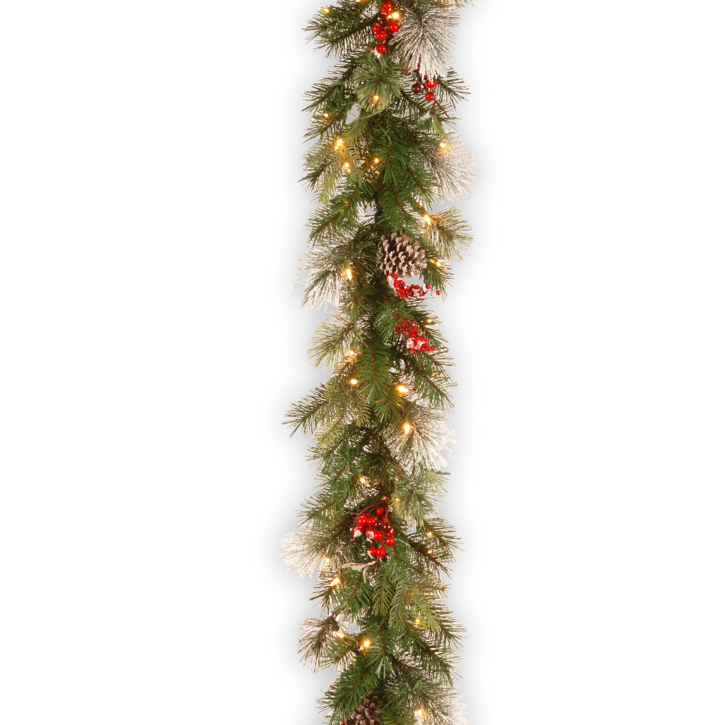 9 ft. Wintry Berry Garland with Clear Lights