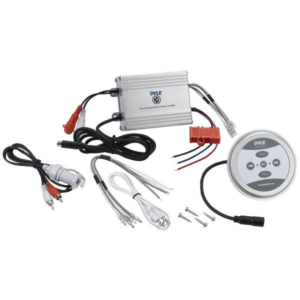 Pyle 2-Ch. Waterproof Rated Bluetooth Marine Amplifier Kit  Marine Grade Amp  AUX/RCA/MP3 Audio Input (600 Watt MAX)