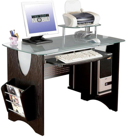 Techni Mobili Rta 3325 Es18 Stylish Frosted Glass Top Computer Desk Wi