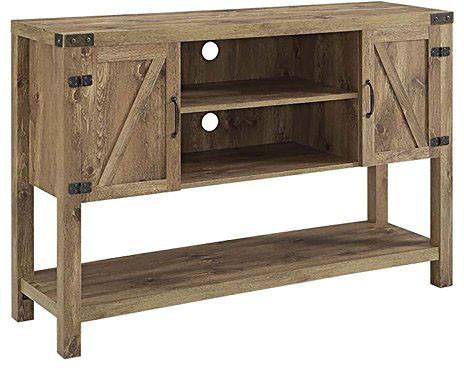 Walker Edison W52bd4cbw 52" Barn Door Buffet Table Console Tv Stand Barnwood Finish