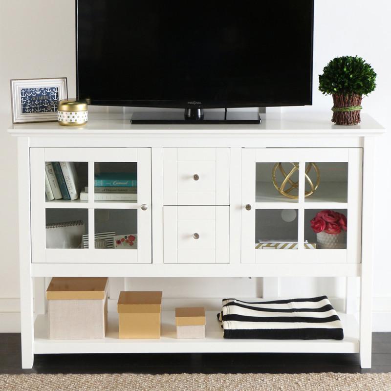 Walker Edison W52c4ctwh 52" Wood Console Table Tv Stand - White