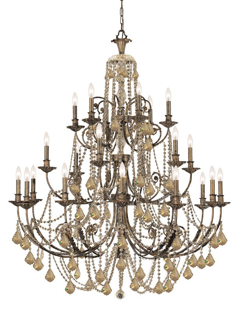 Crystorama Golden Teak Swarovski Elements Crystal Wrought Iron Chandelier English Bronze Finish 12 Lights English Bronze 5120 EB GTS