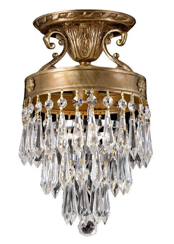 Crystorama 5270-AG-CL-MWP 1-Lights Ornate Semi Flush Adorned With Hand Cut Crystal - Aged Brass
