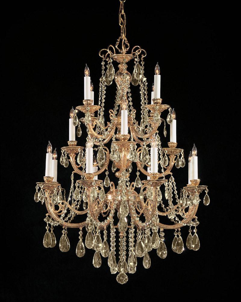Crystorama Ornate Cast Brass Chandelier Accented with Golden Teak Strass Crystal 8 Lights Olde Brass 480 OB GTS