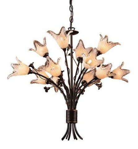 ELK Lighting Lighting 7959-8 4 Twelve Light Chandelier In Aged Bronze And Hand Blown Tulip Glass
