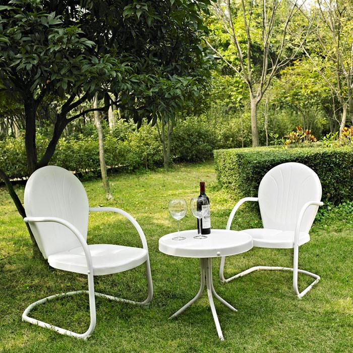 Bayden Hill Ko10004wh Griffith 3 Piece Metal Outdoor Conversation Seating Set - Two Chairs In White Finish With Side Table In White Finish