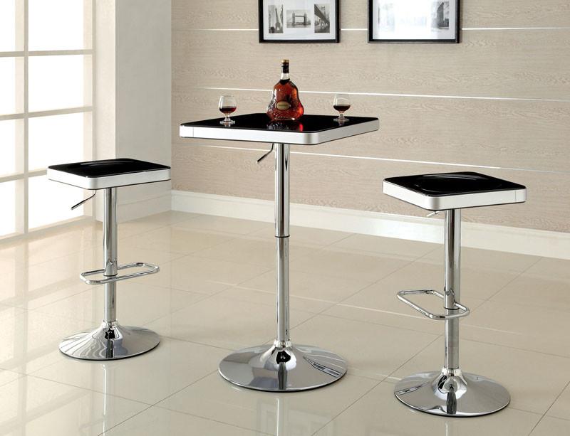 Furniture Of America Idf-bt6914bk Black Top Abs Height Adjustable Bar Table